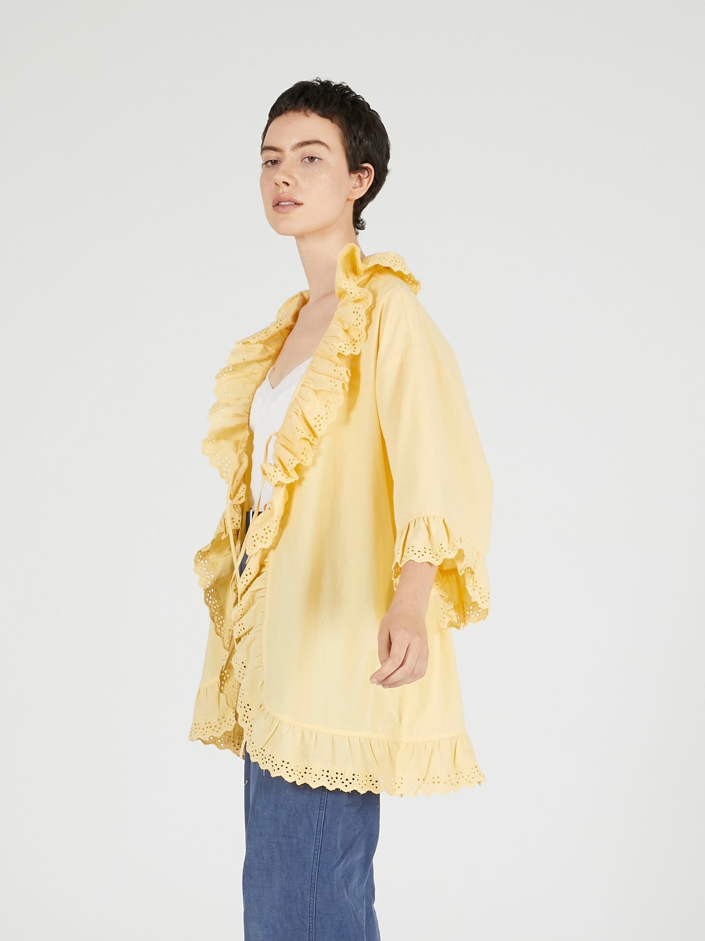 frill gawn blouse|BEIGE