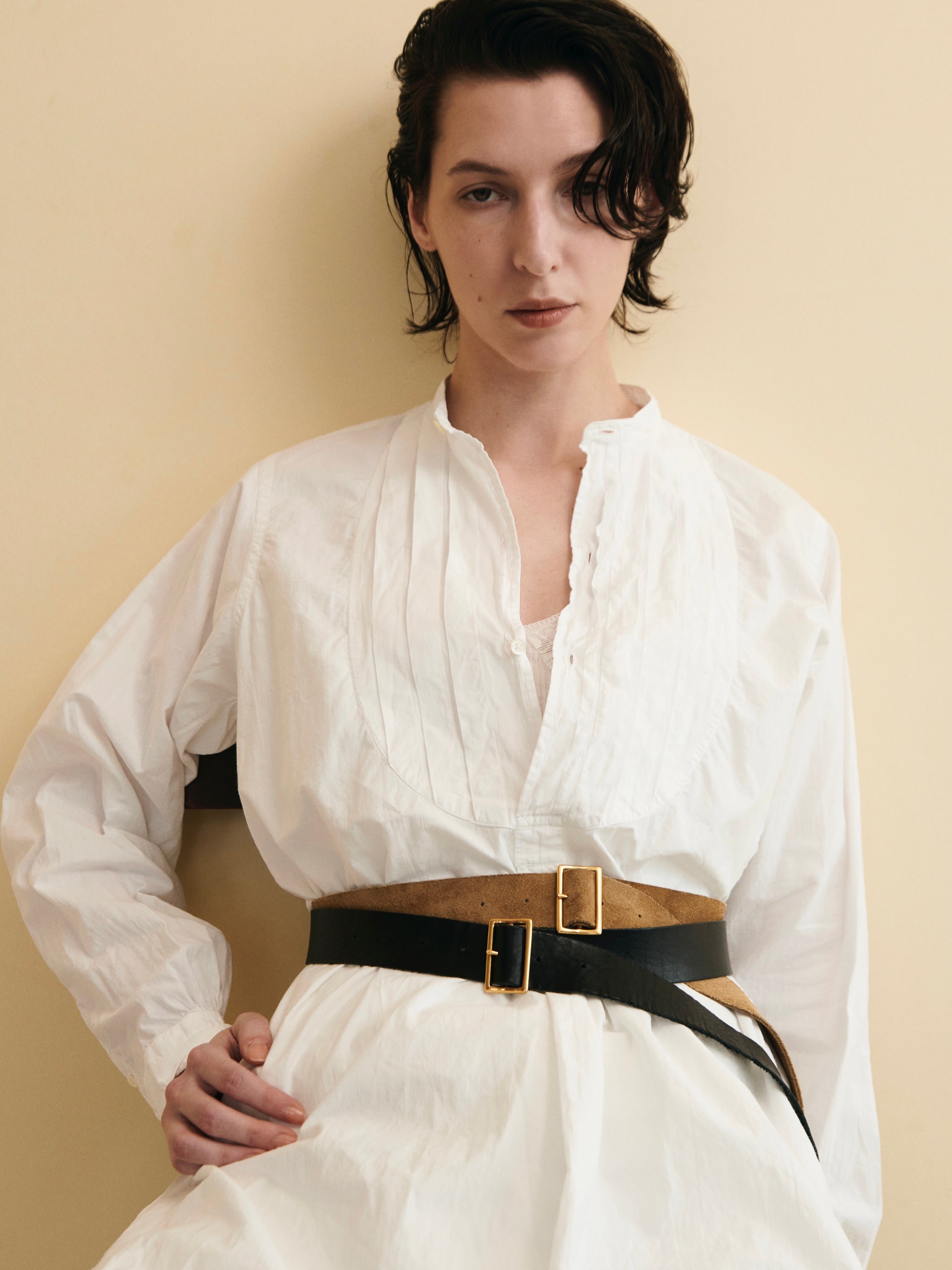 【× NA'VVY】leather belt|BLACK