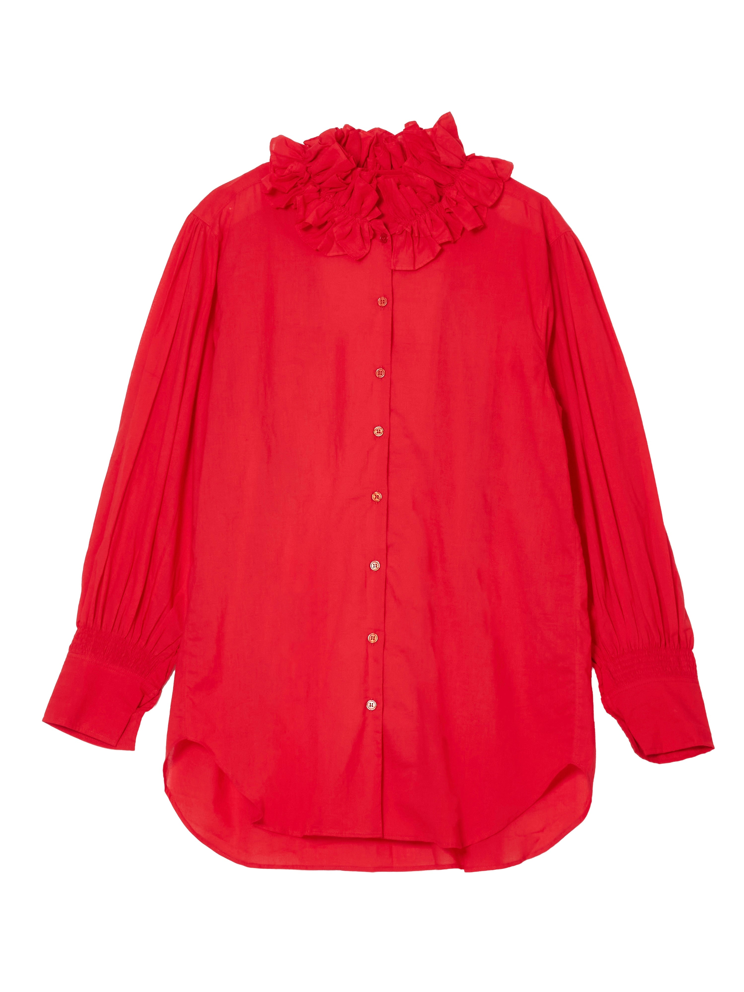 【NEW COLOR】cotton frill collar shirts|BLUE