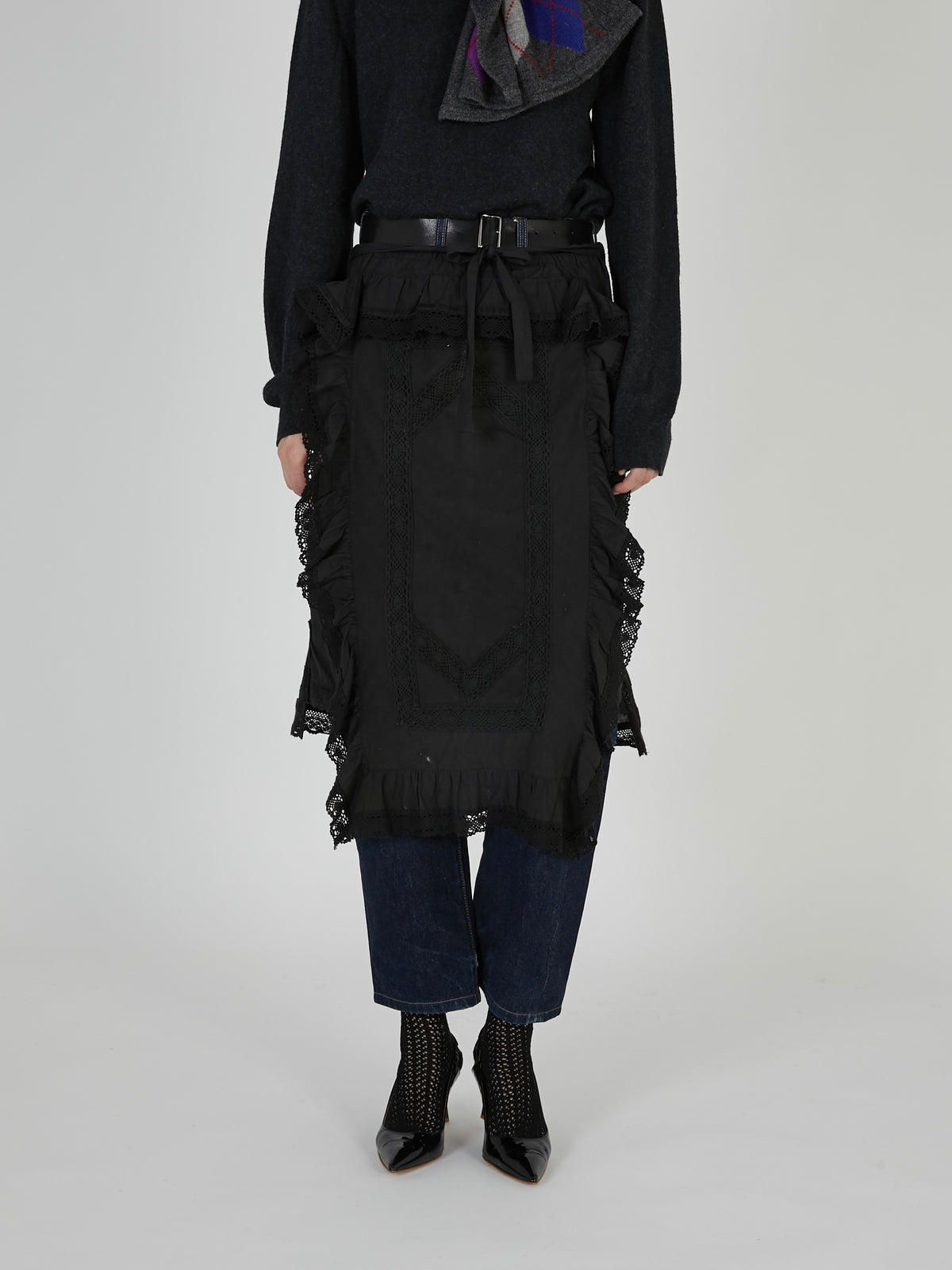 rebuild apron skirt|BLACK