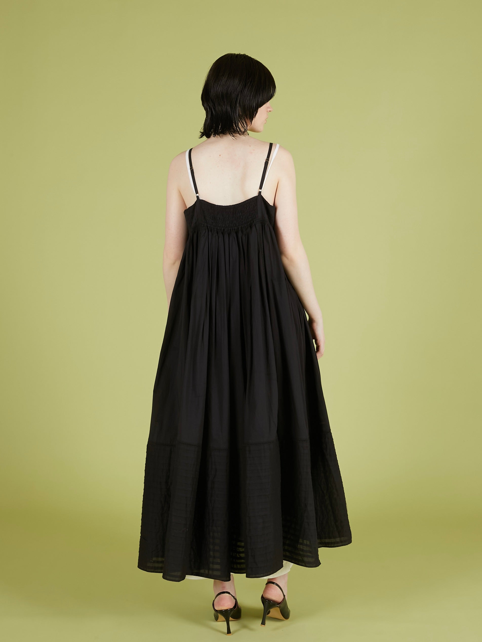 pintuck lace cami onepiece|BLACK