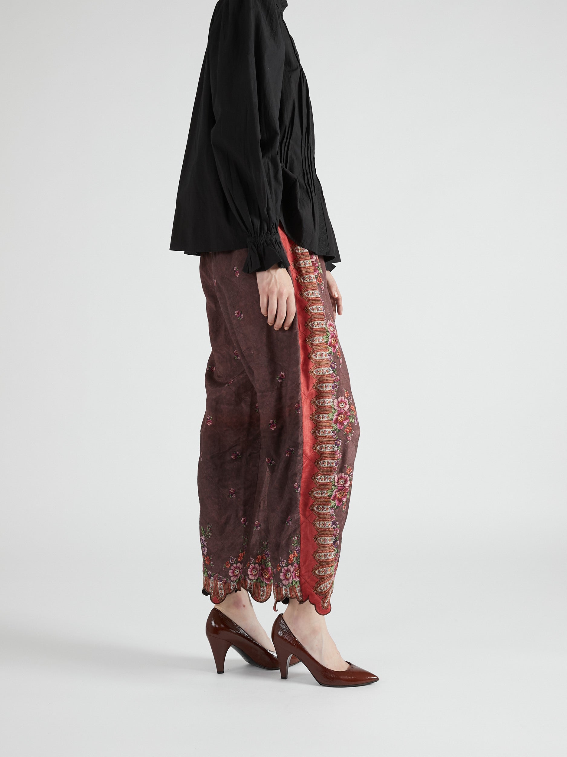 pattern quilt pants|RED