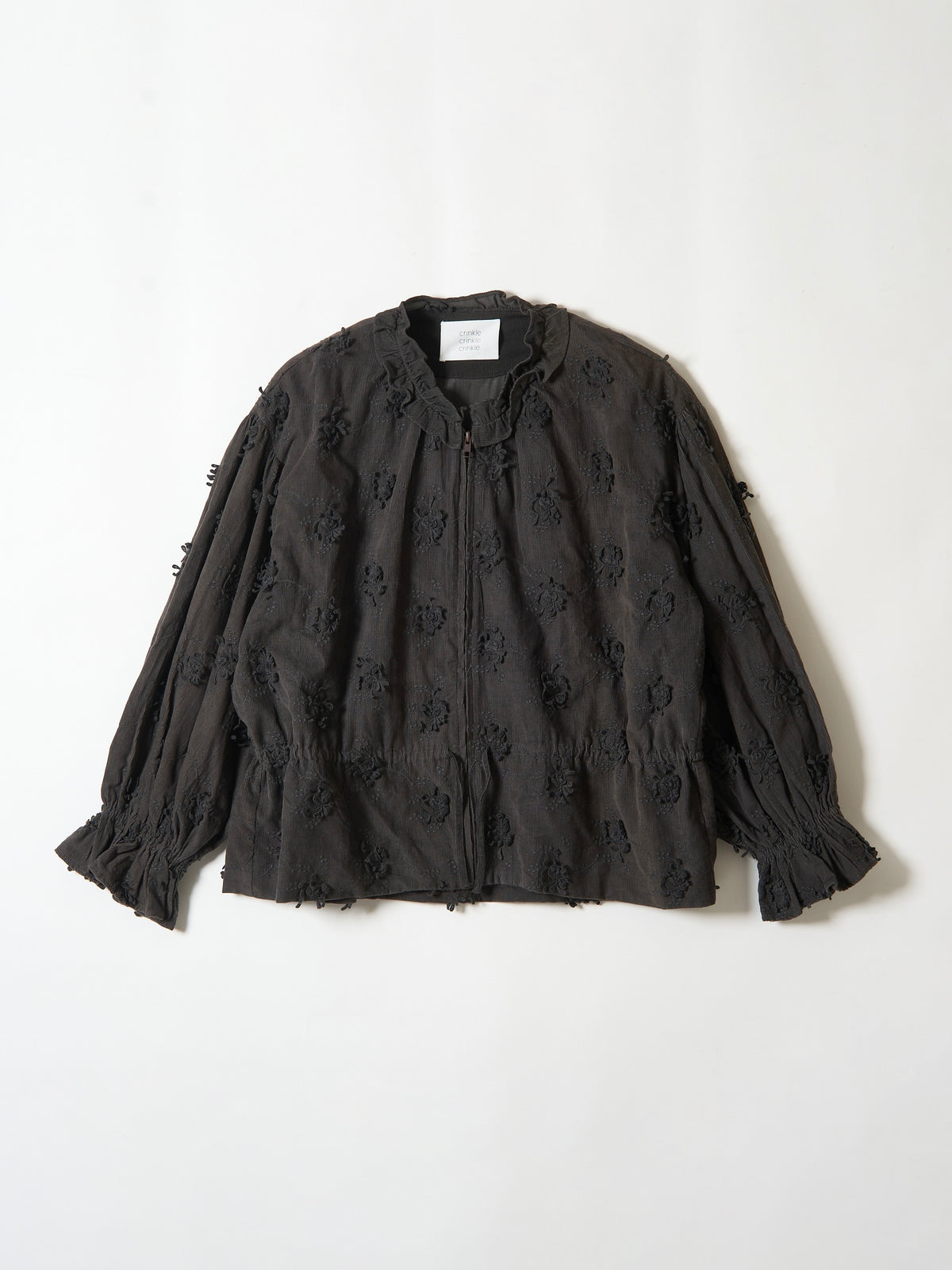 3D embroidery corduroy blouson|BLACK