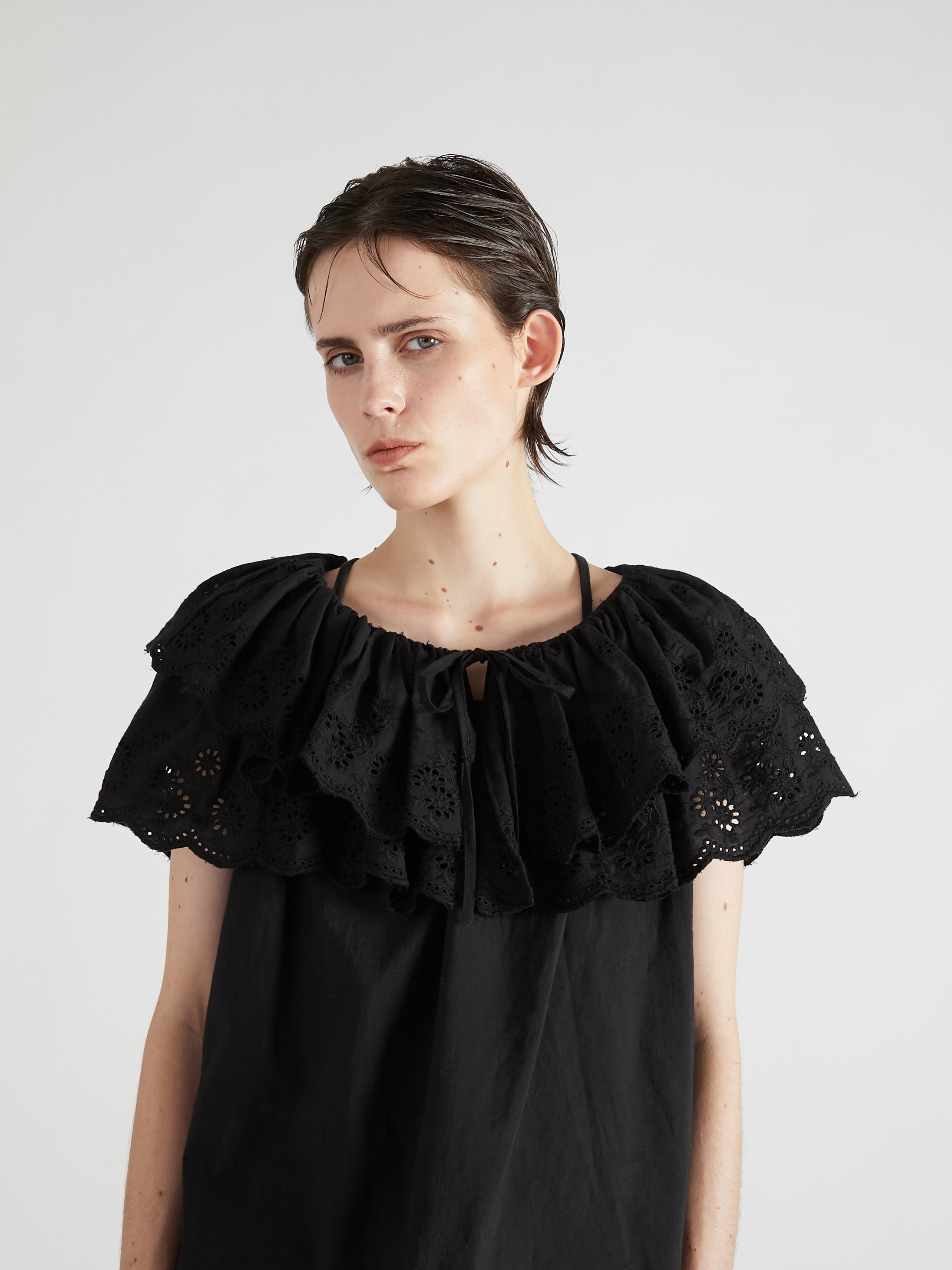 cutwork embroidery blouse|BLACK