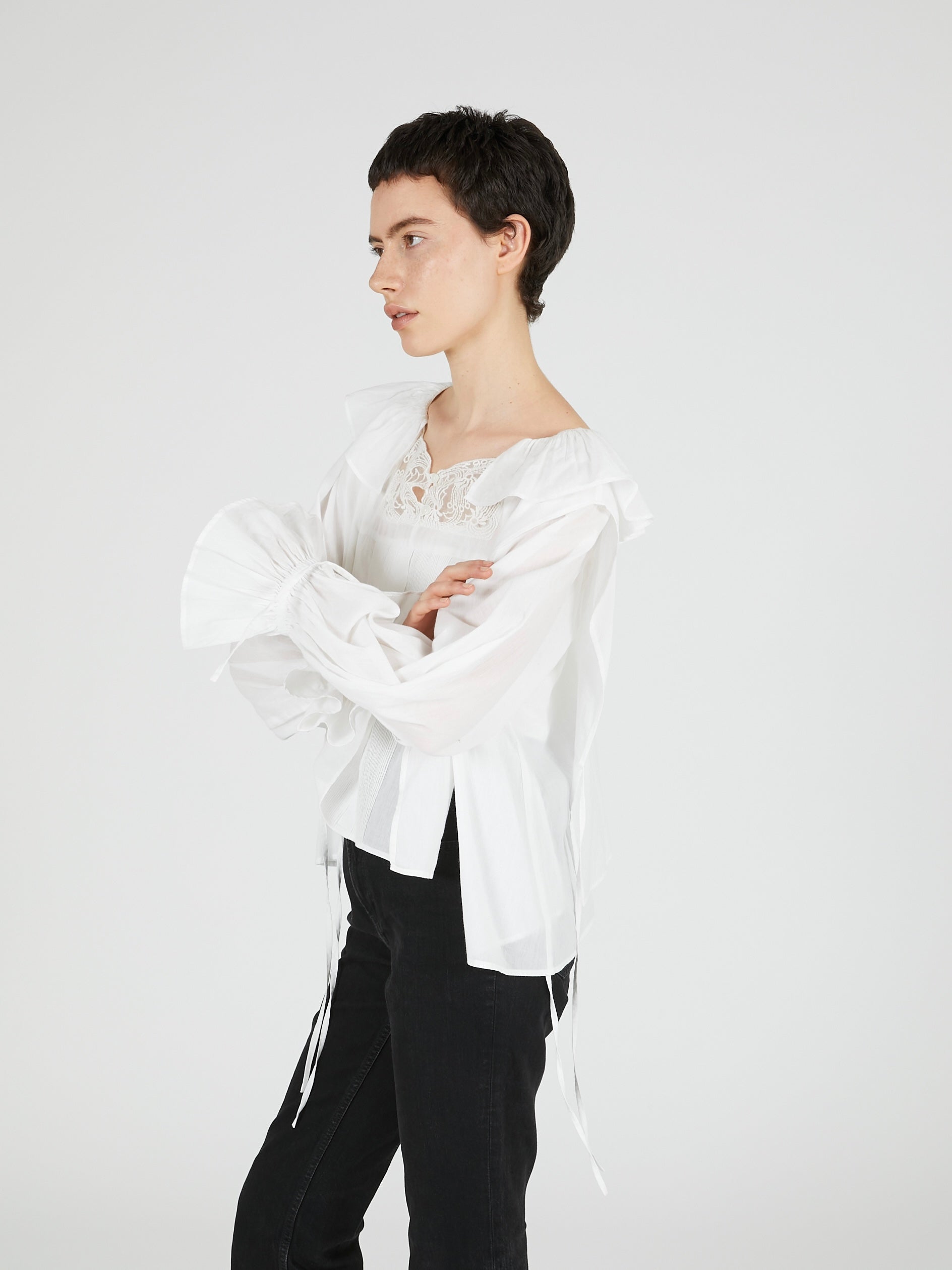 victorian collar blouse|WHITE