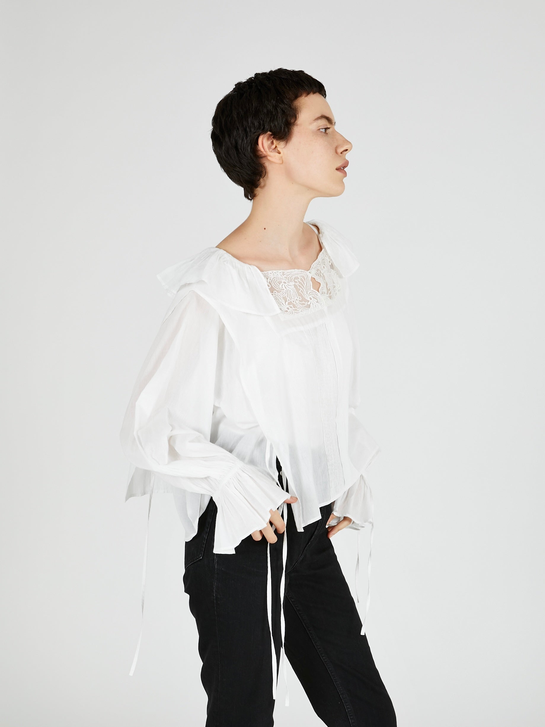 victorian collar blouse|WHITE