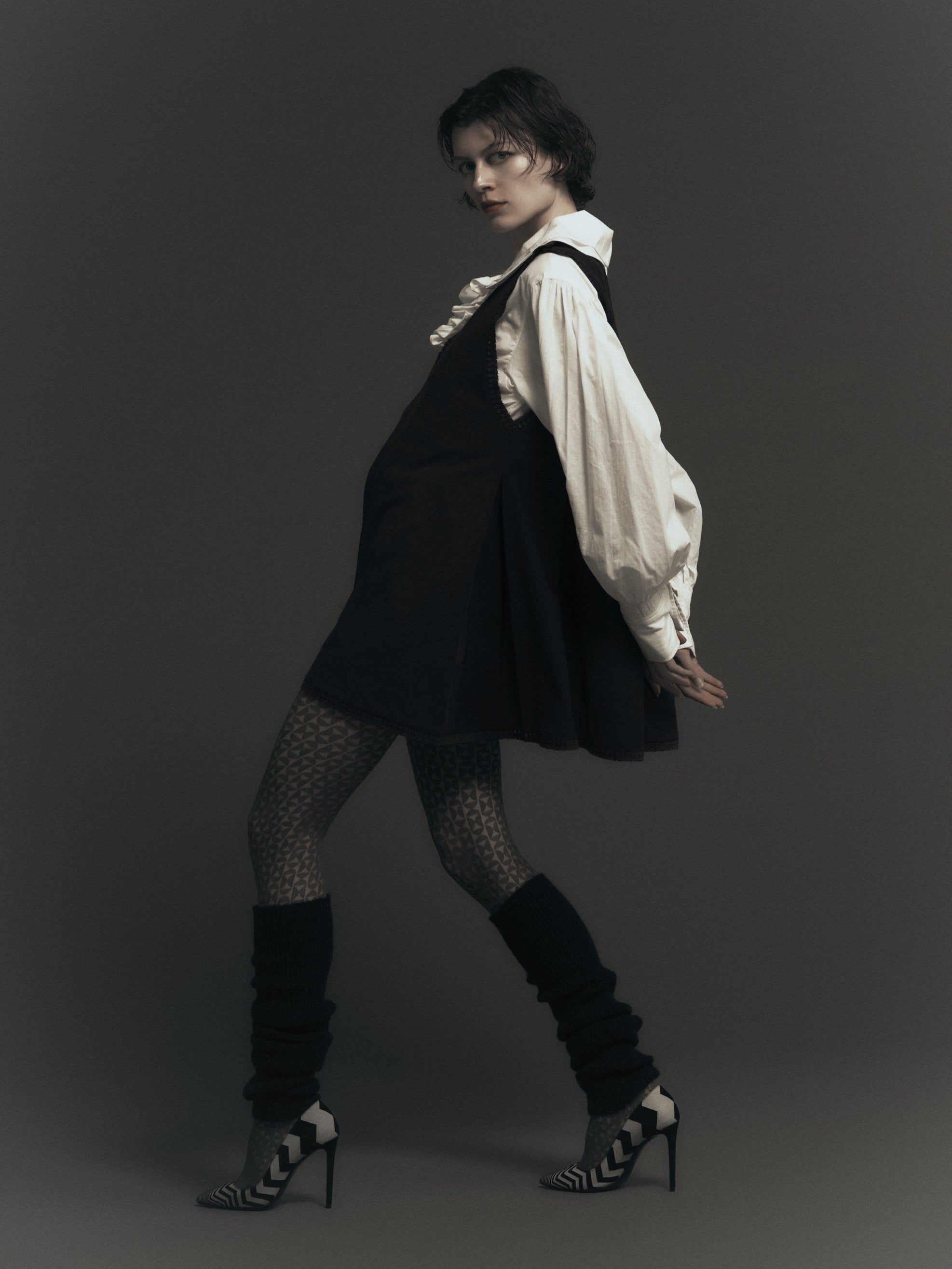scallop tunic|BLACK