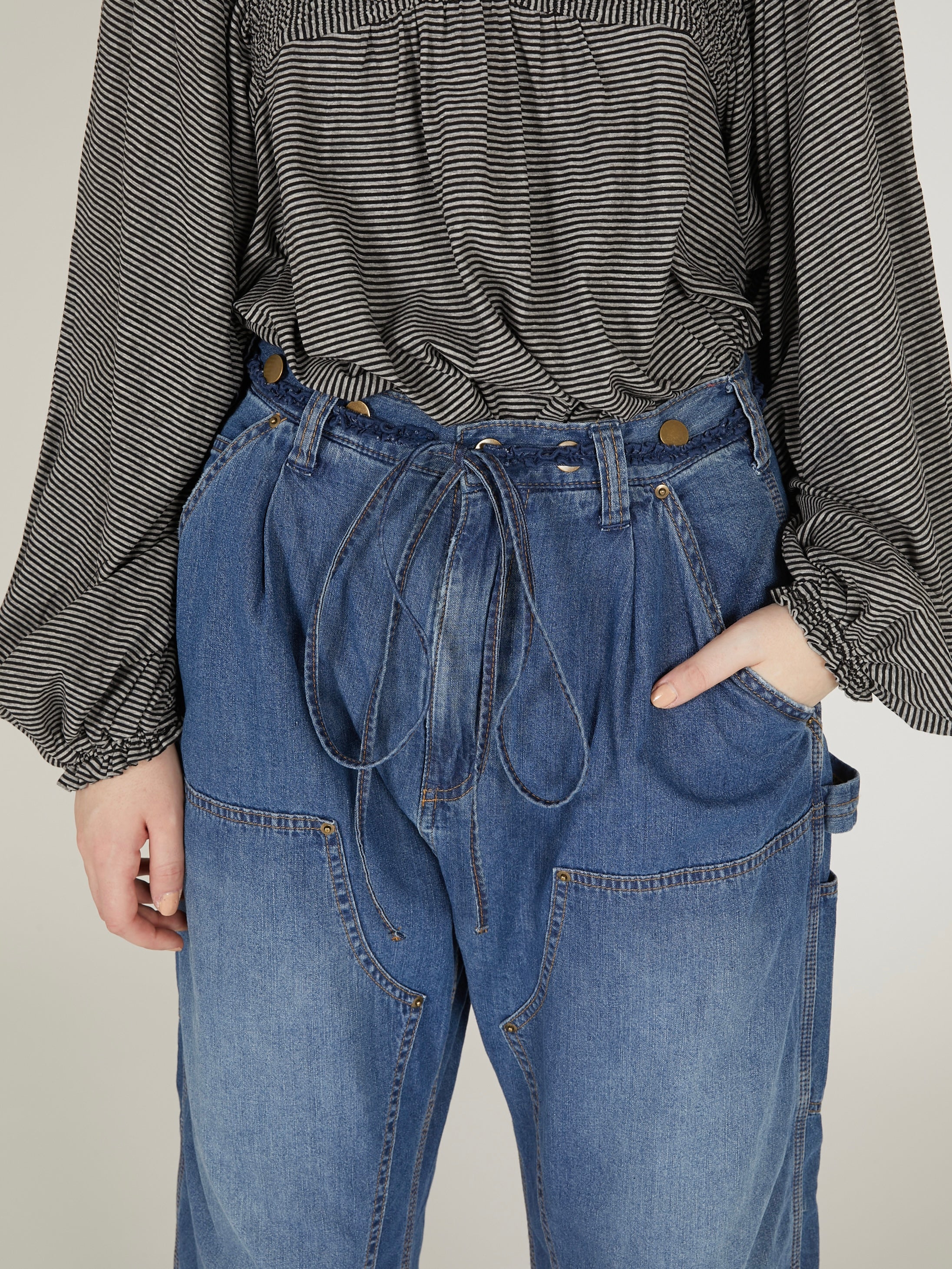 double knee denim|BLUE