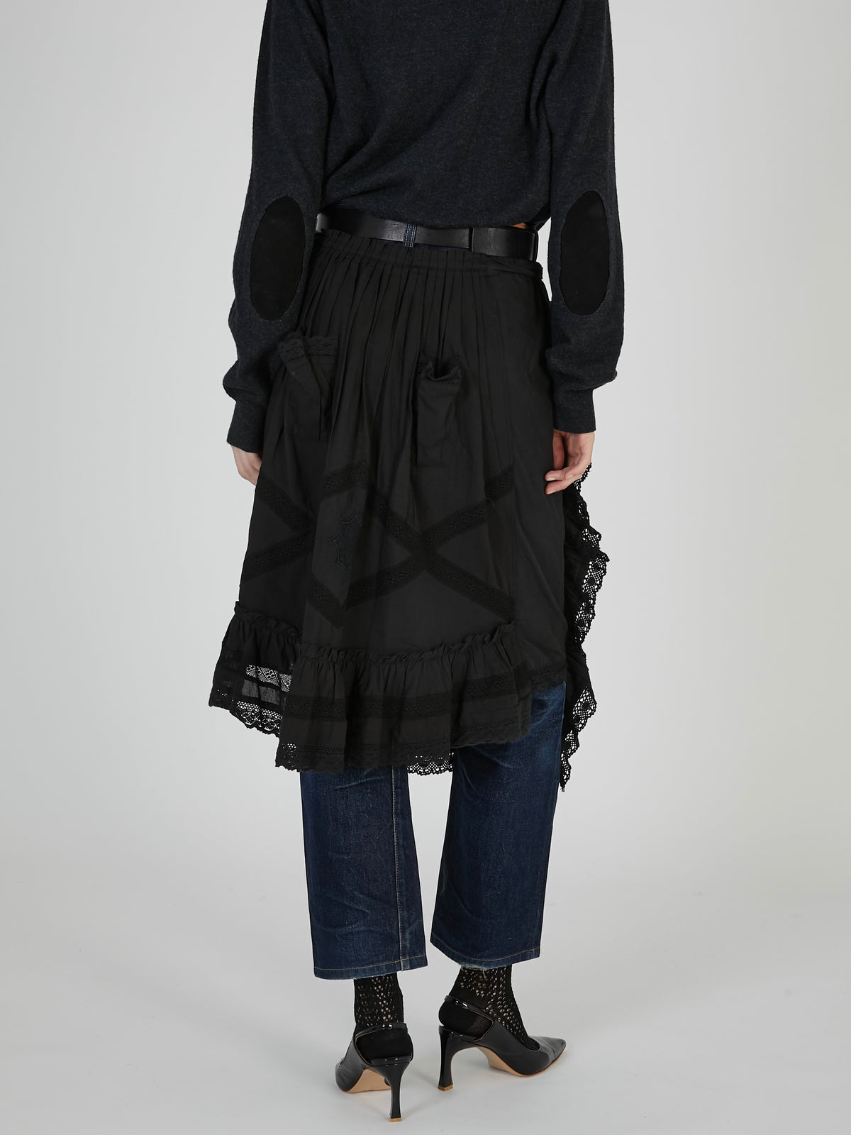 rebuild apron skirt|BLACK