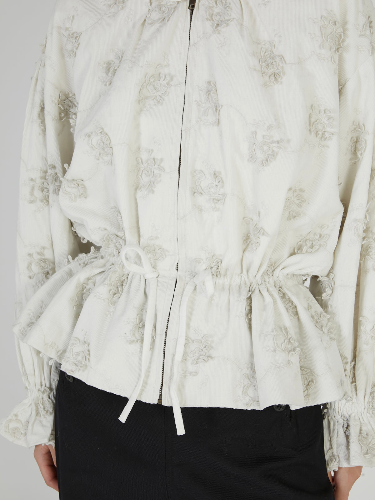 3D embroidery corduroy blouson|WHITE