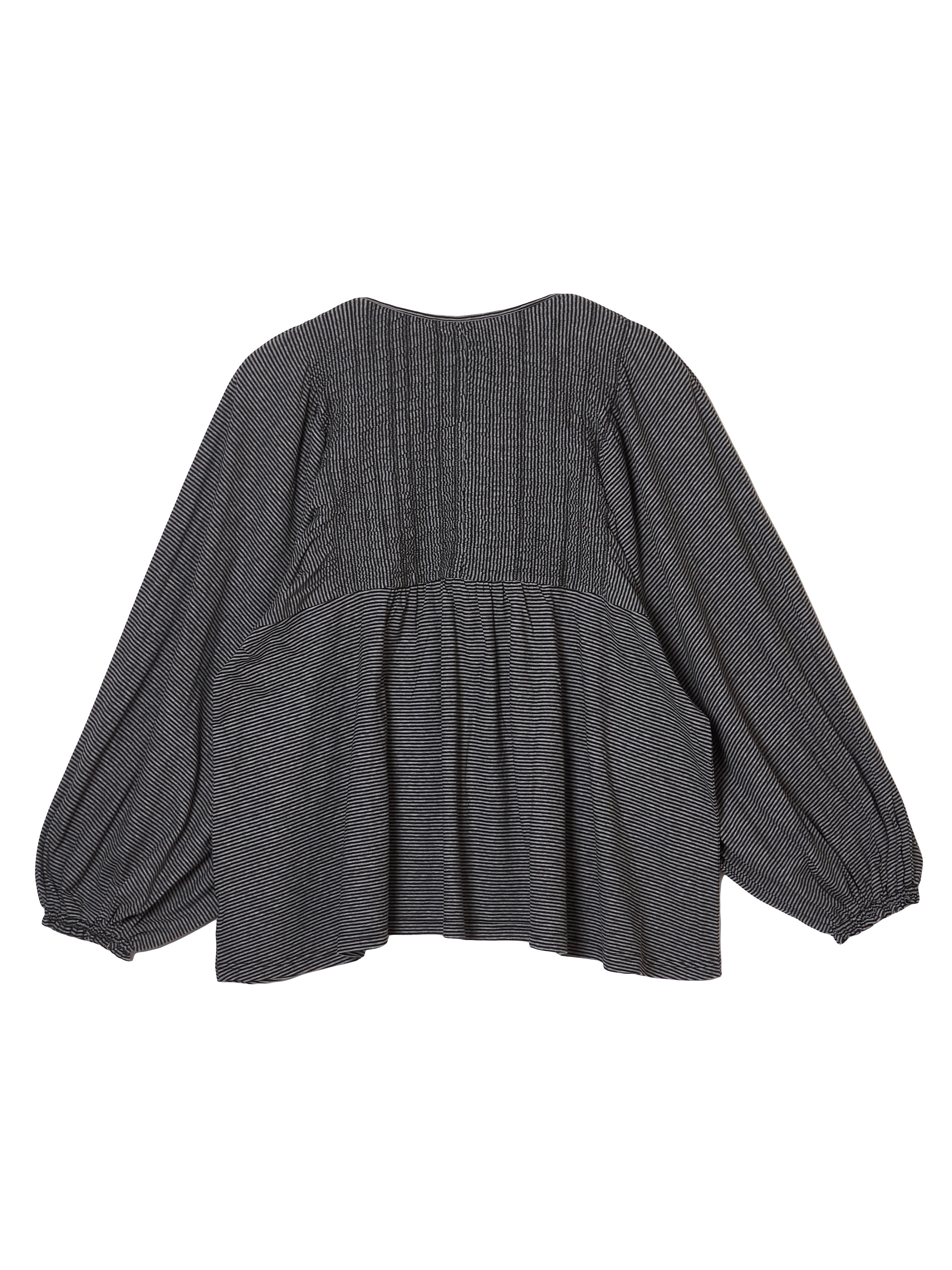 shirring border pullover|BLACK