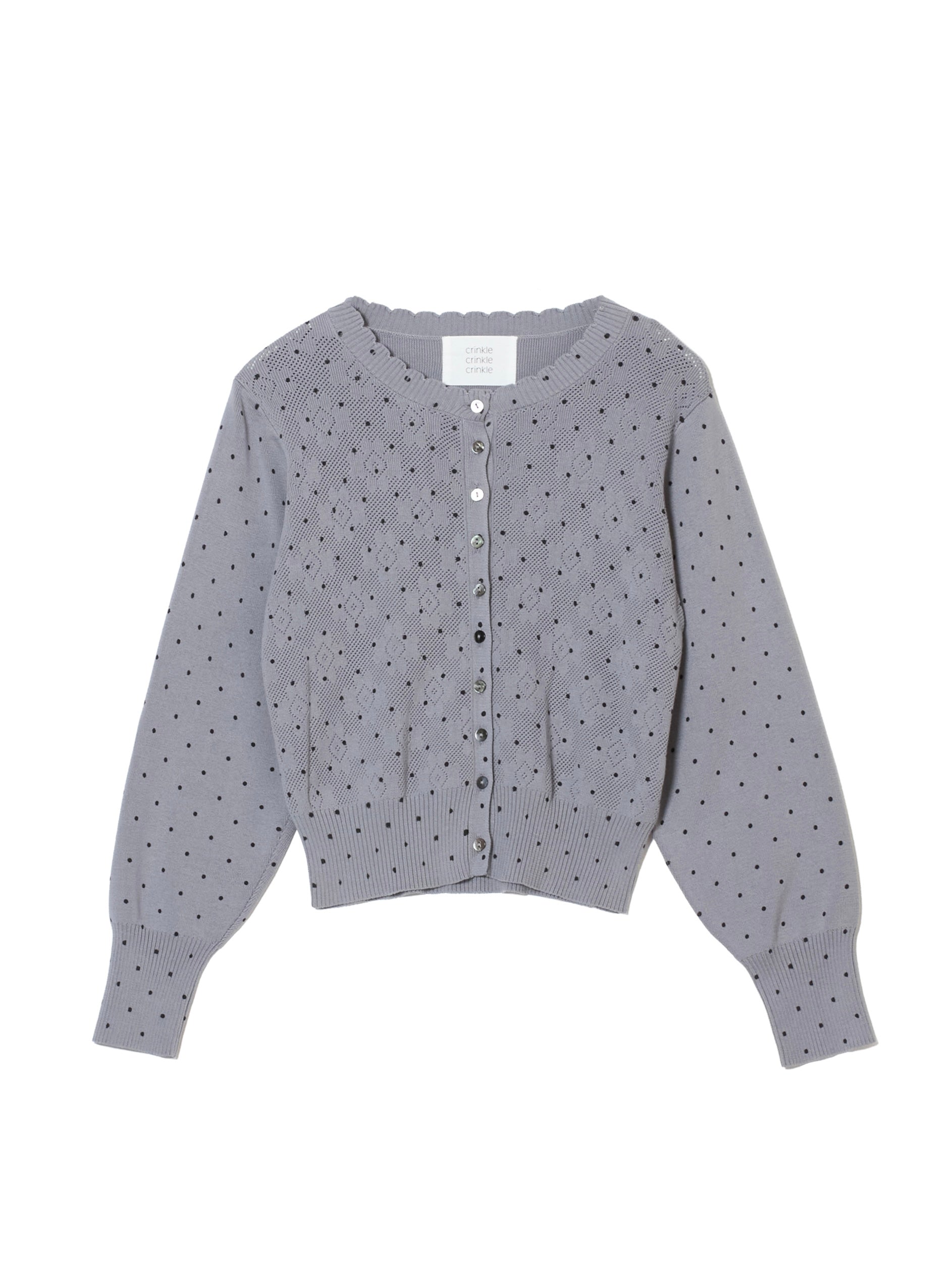 flower Jacquard dot cardigan|GRAY