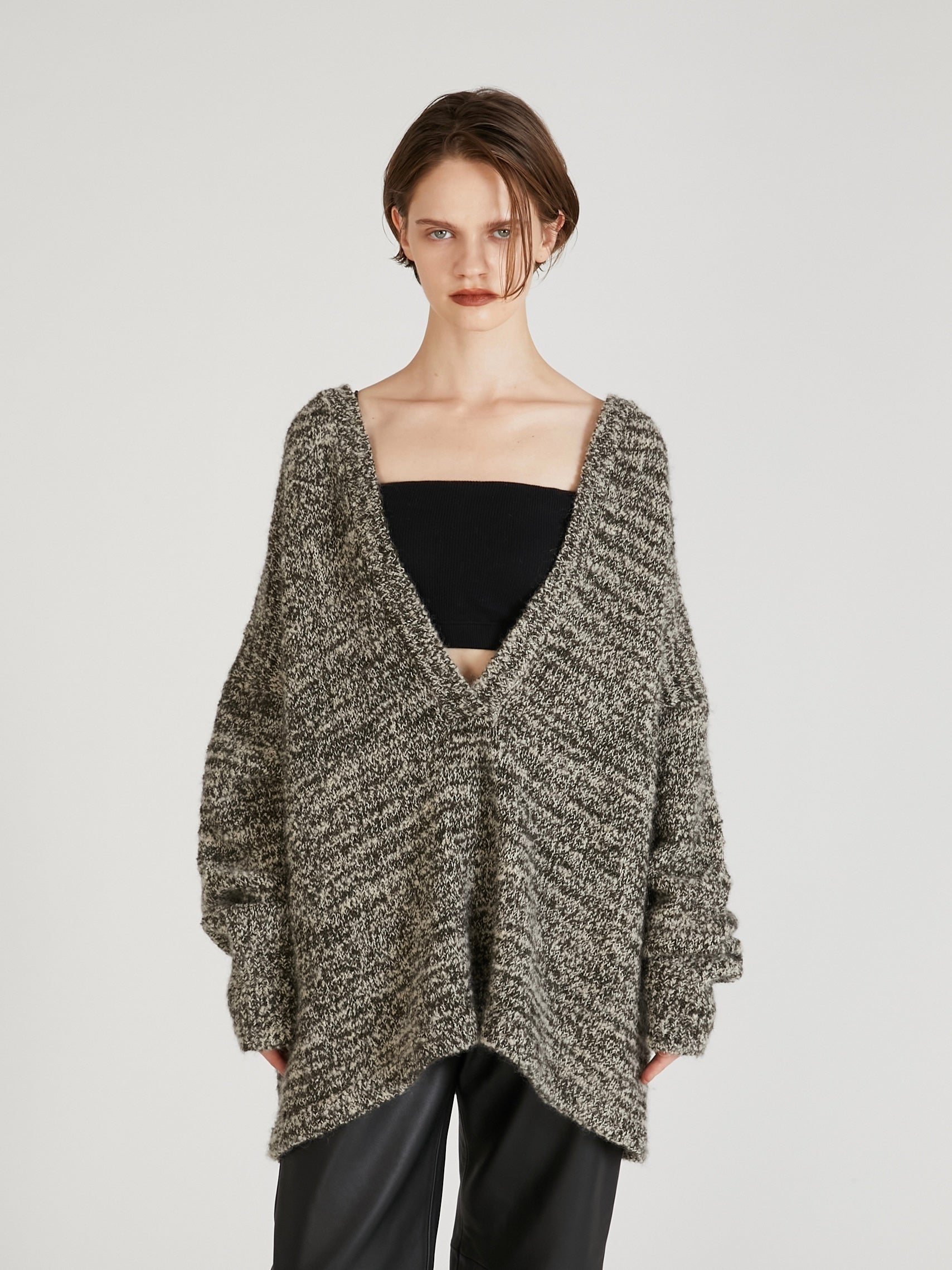 mohair mix pullover knit|GRAY