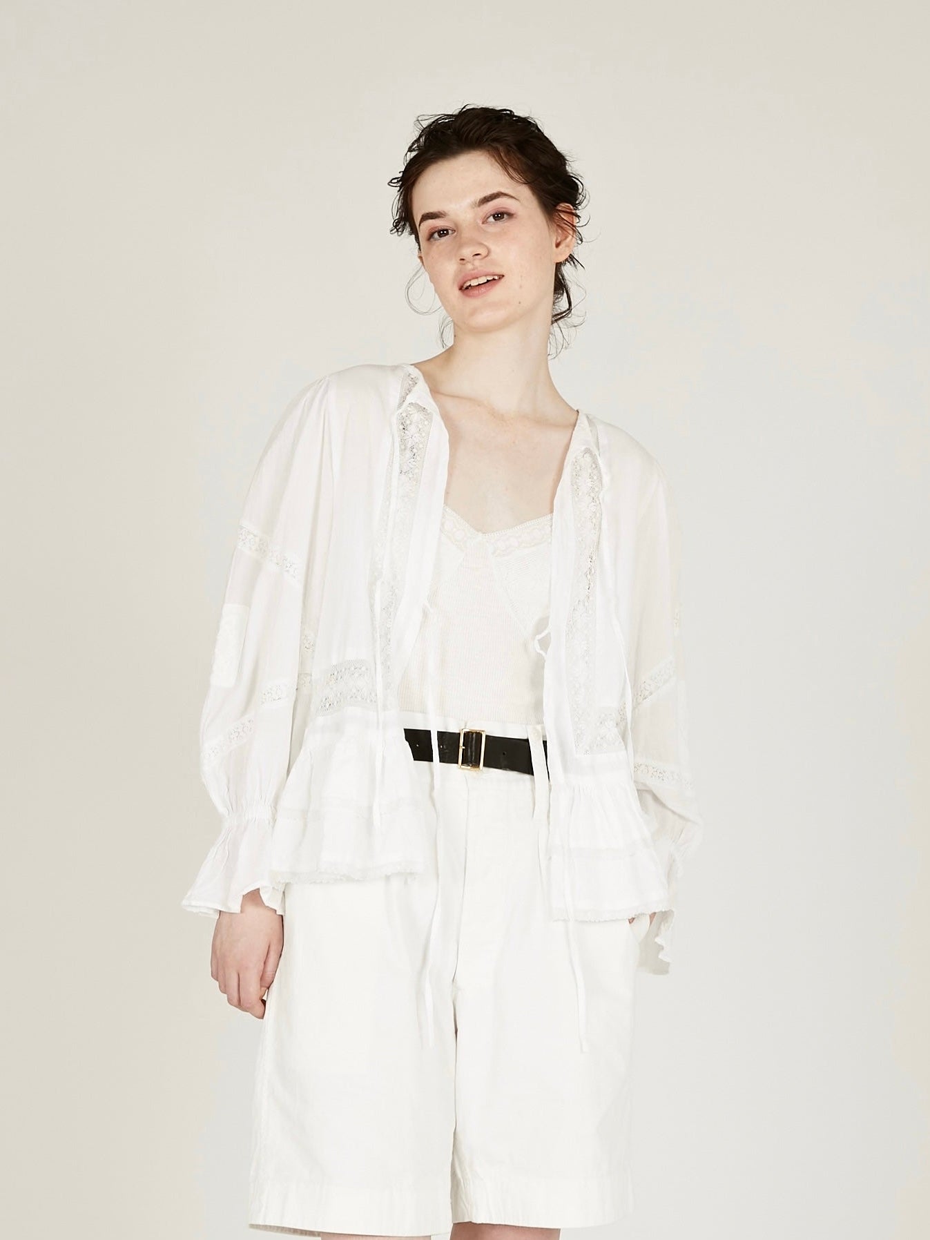 【SECRET SALE】front tapestry 2way sheer bolero|WHITE