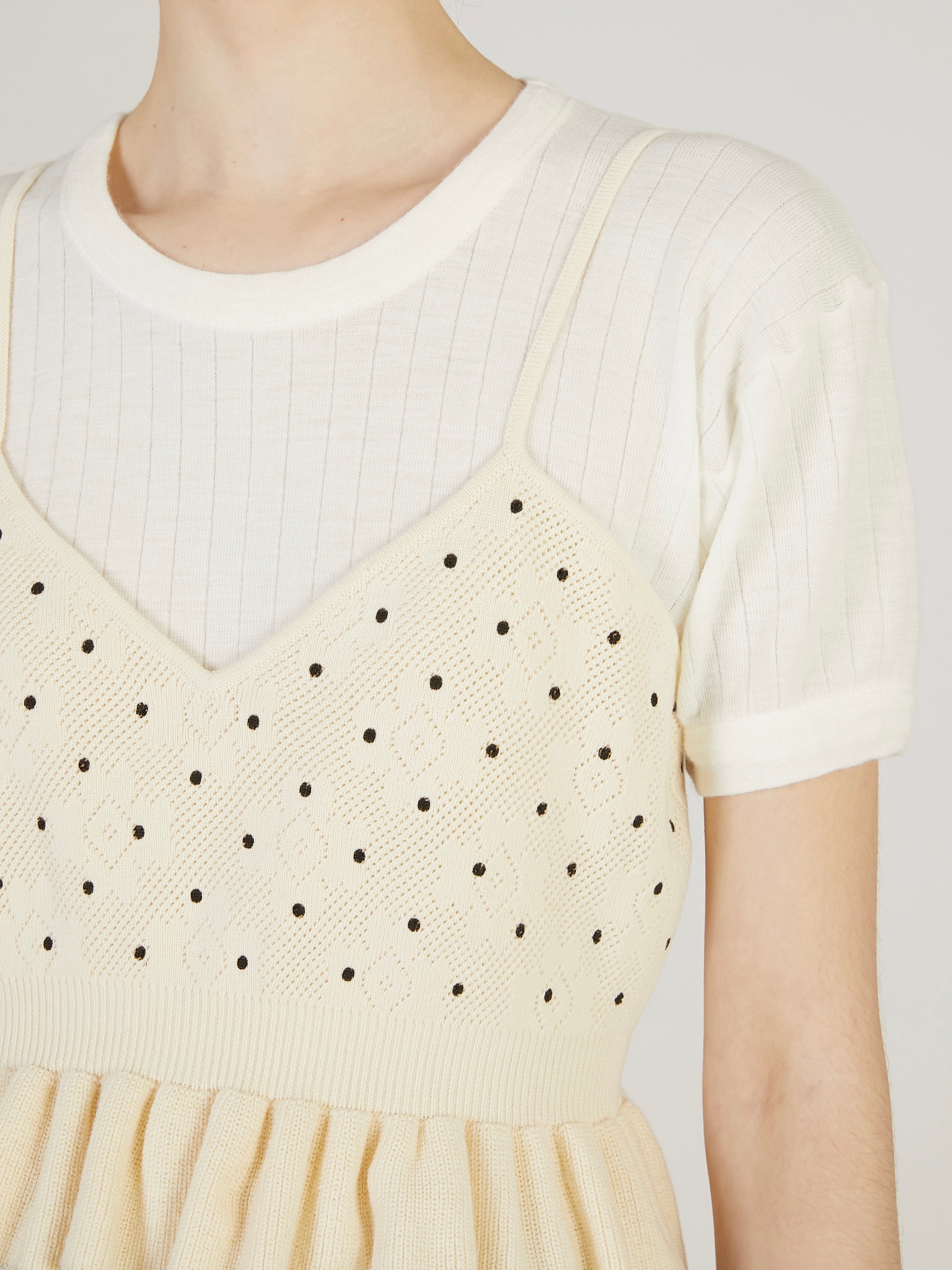 flower Jacquard dot camisole|IVORY