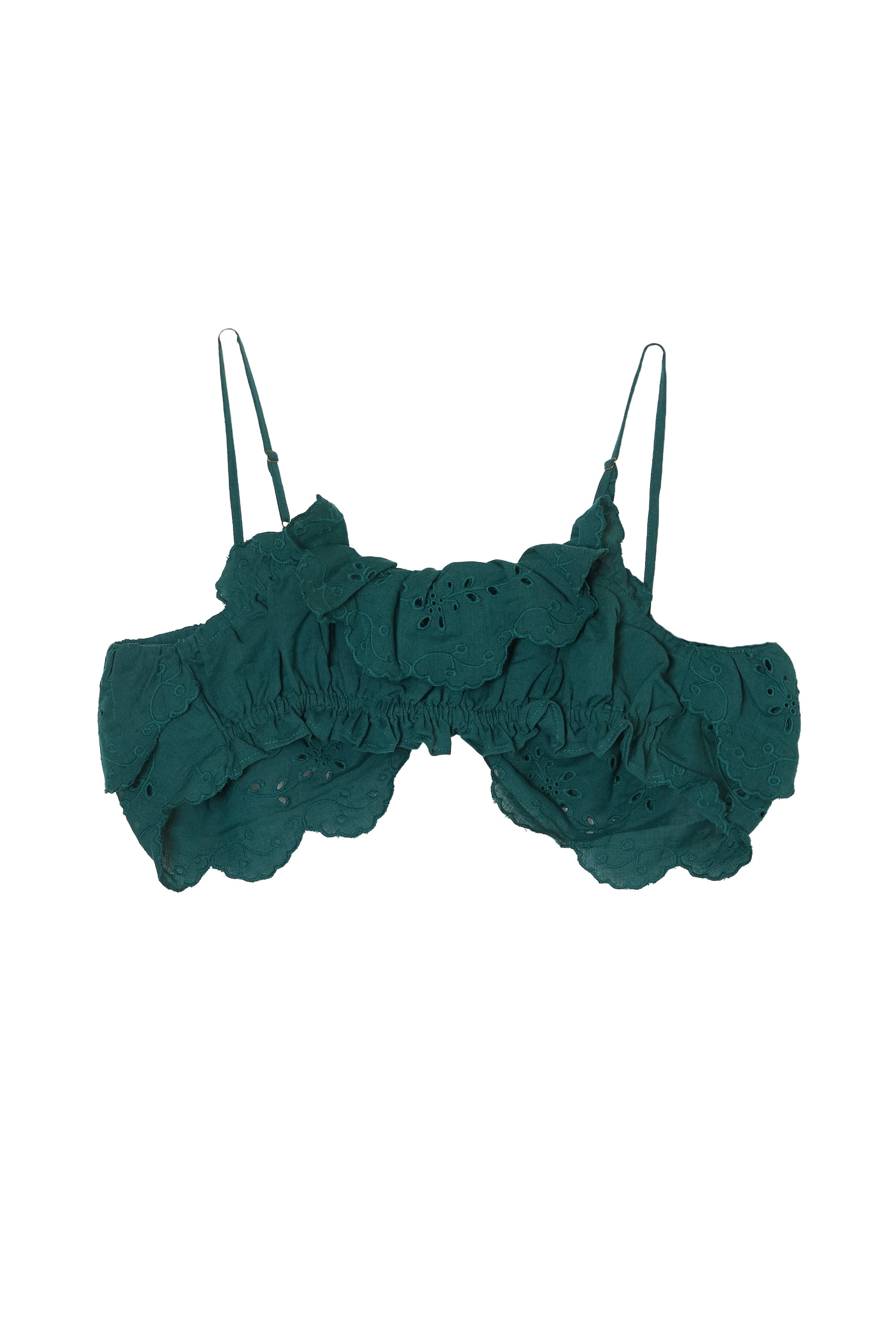 embroidery scallup bra|GREEN