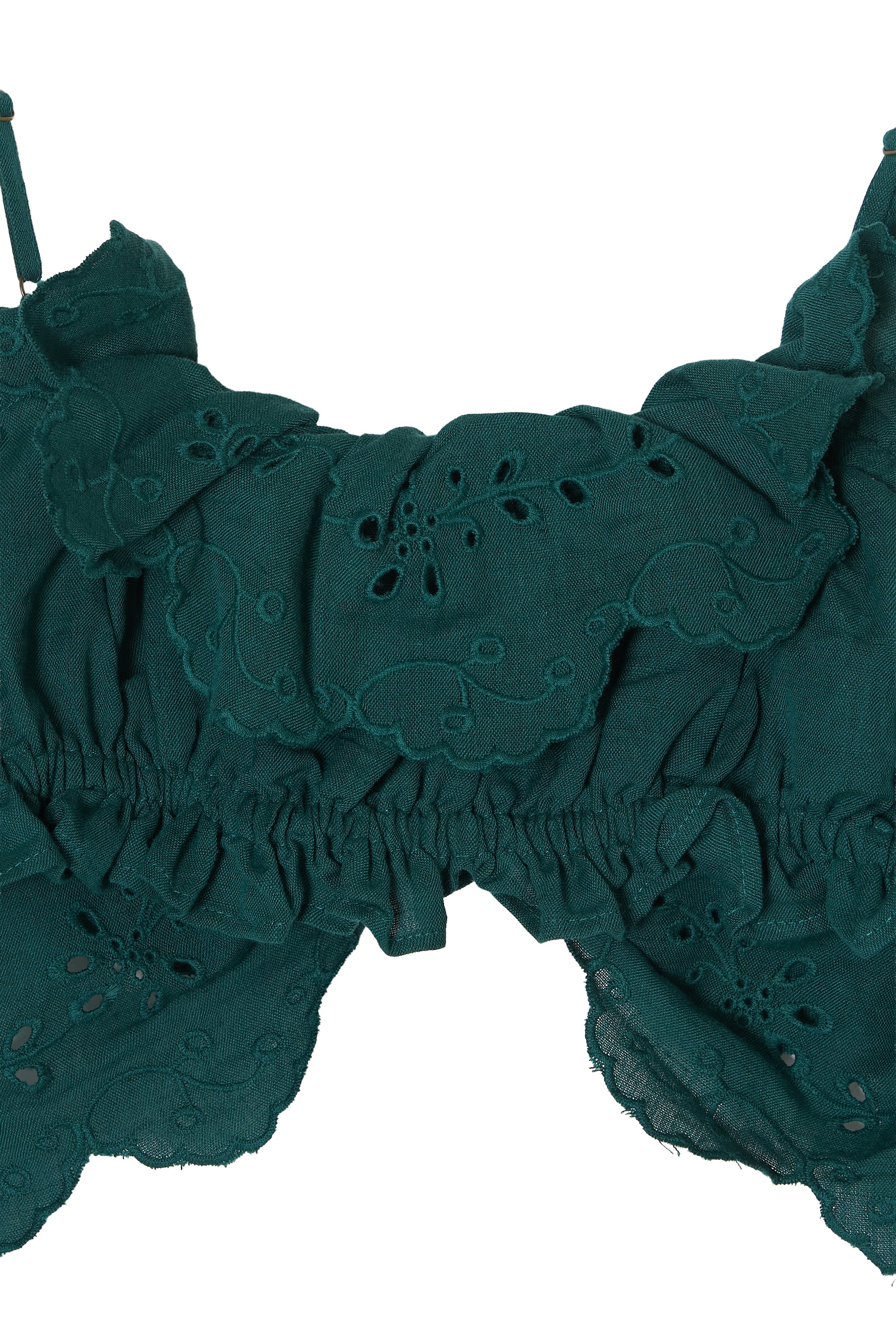 embroidery scallup bra|GREEN