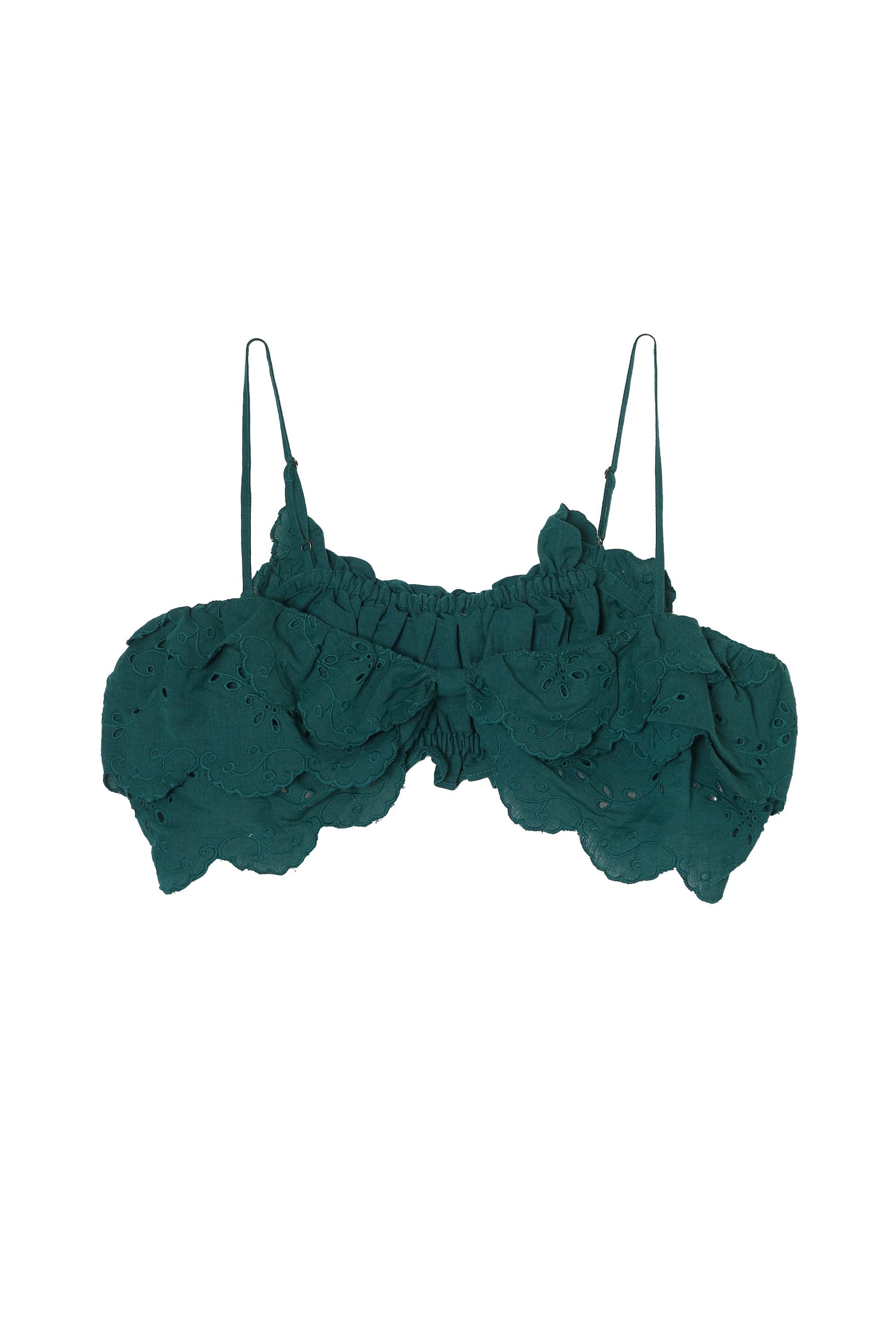 embroidery scallup bra|GREEN