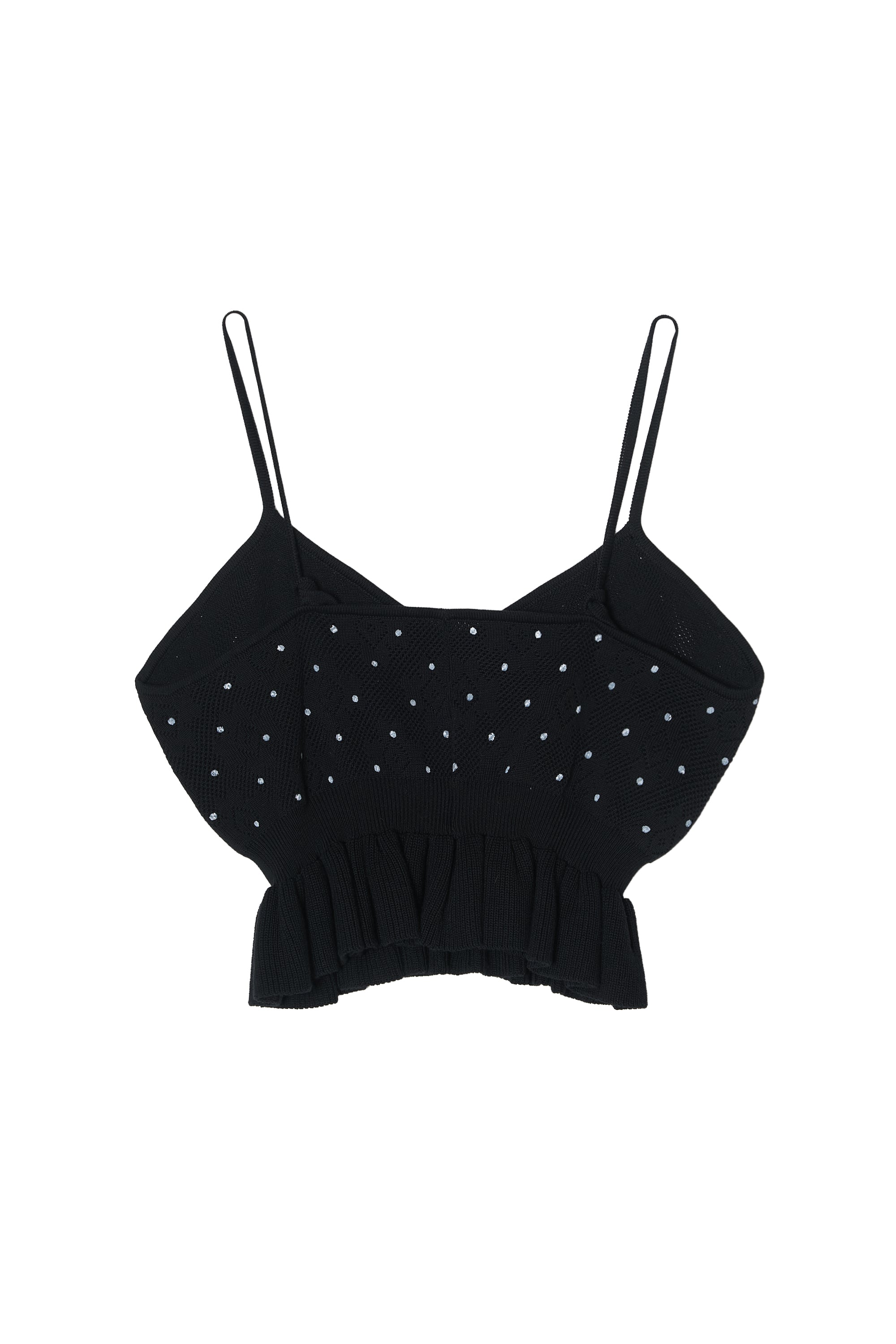 flower Jacquard dot camisole|BLACK