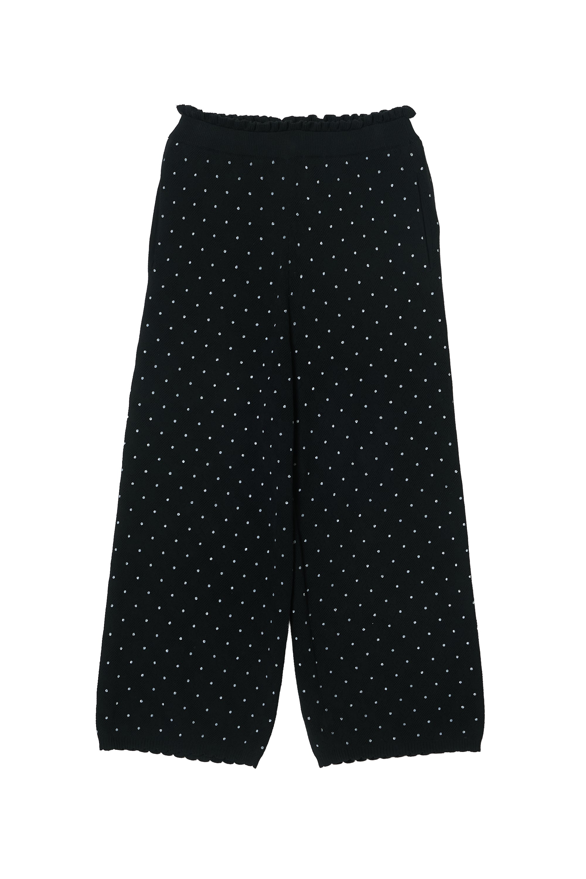 flower Jacquard dot pants|BLACK