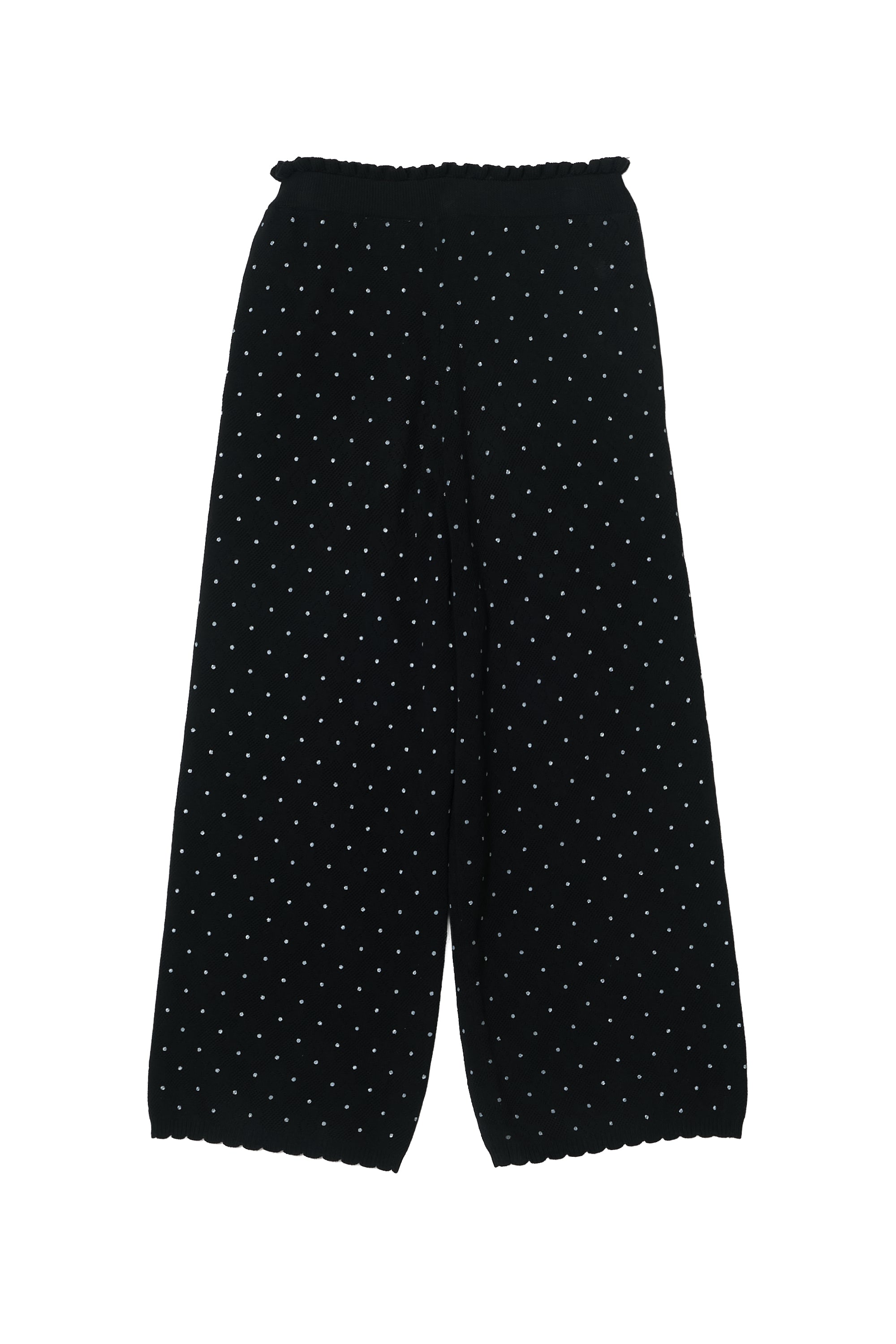flower Jacquard dot pants|BLACK
