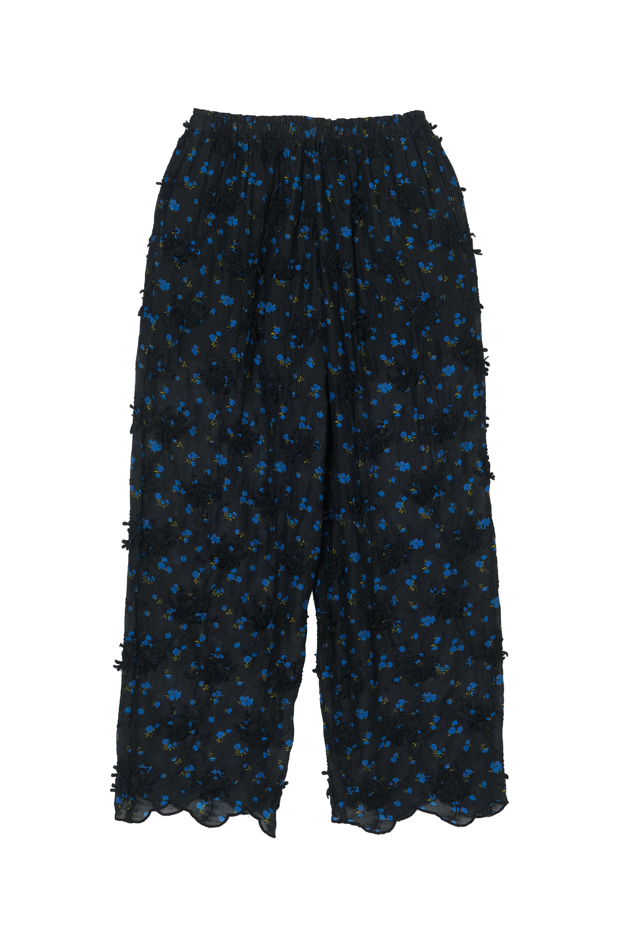 sheer flower easy pants|BLACK