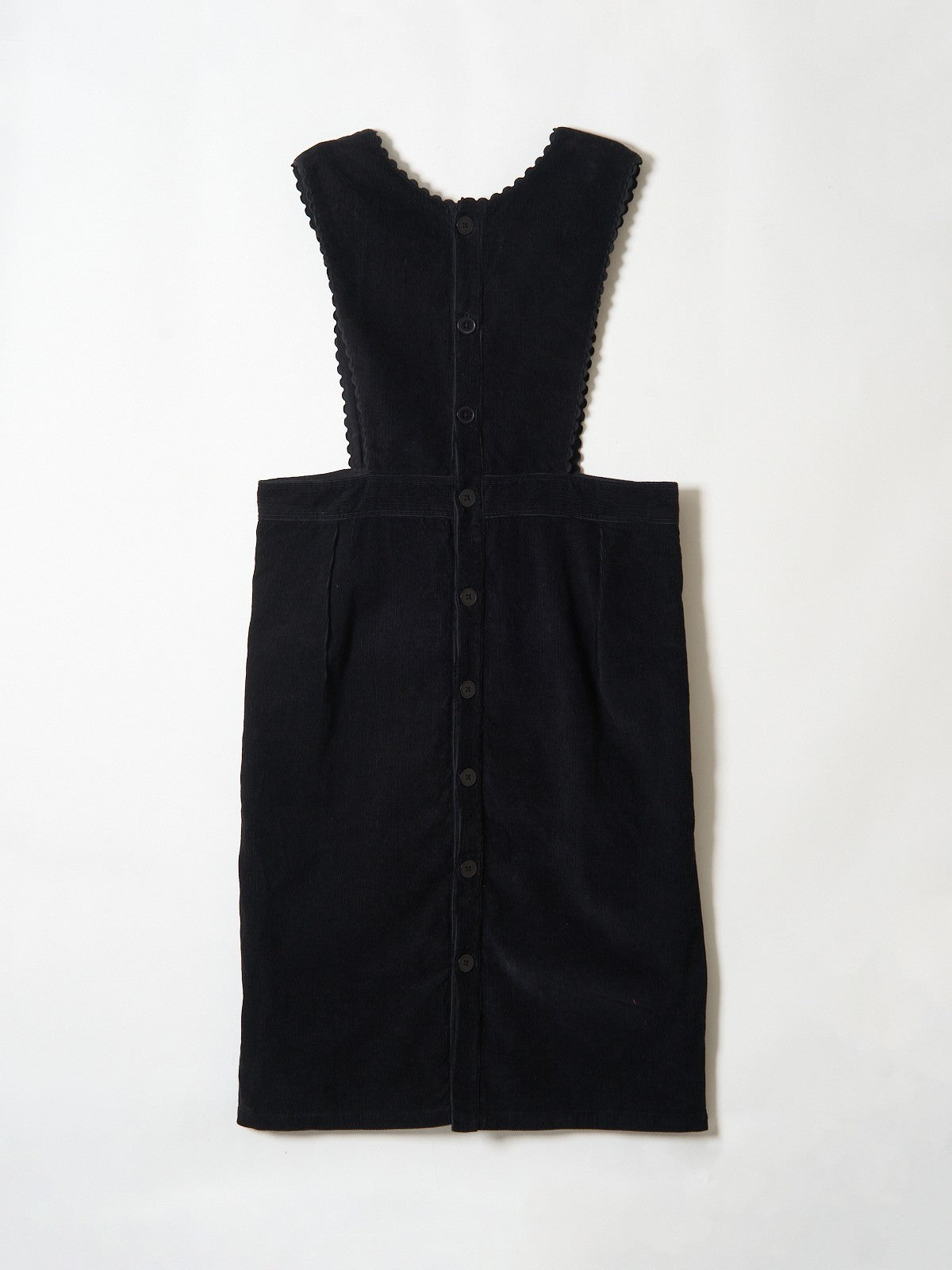 corduroy apron onepiece|BLACK