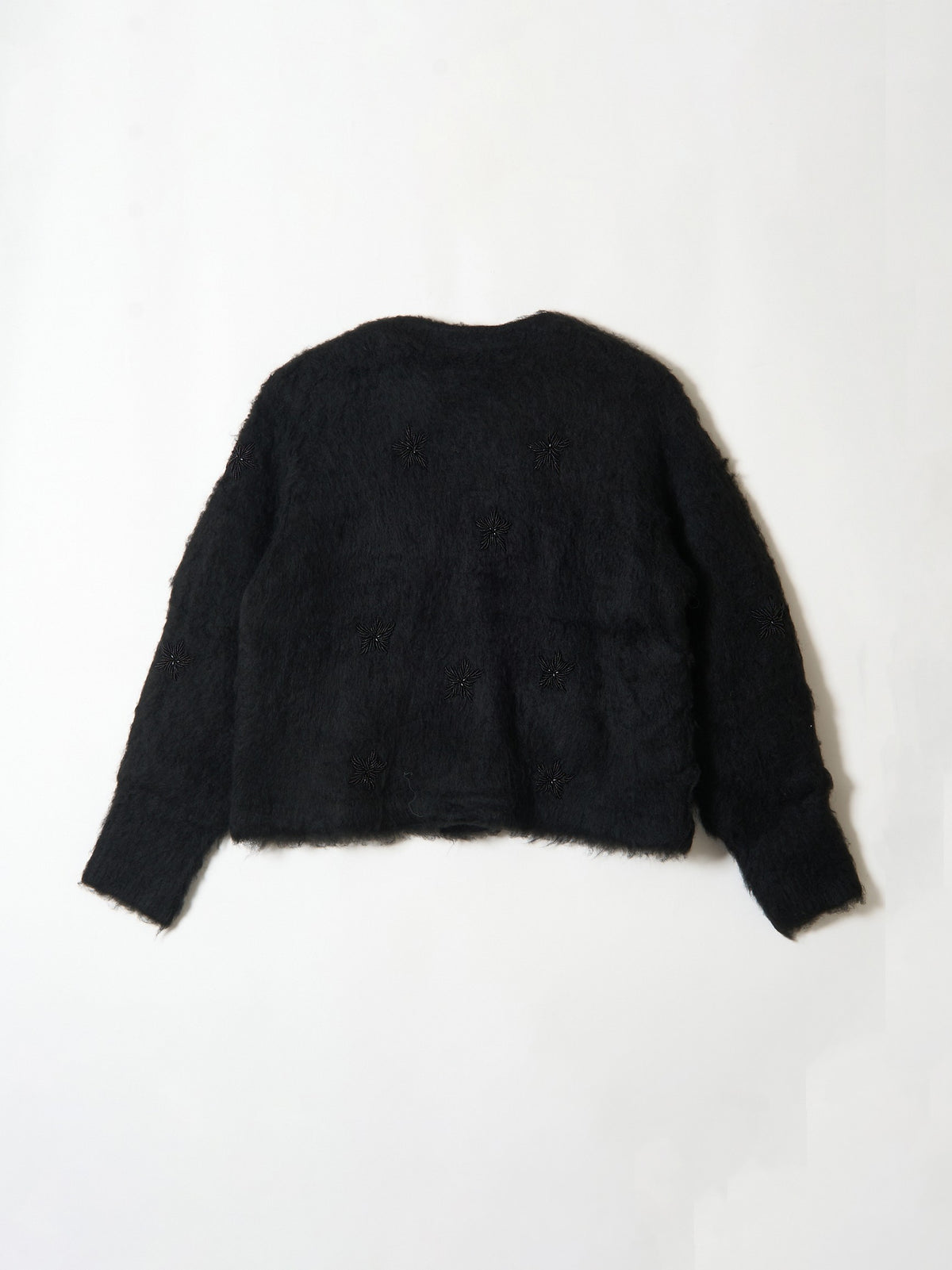 shaggy beads knit jacket|BLACK