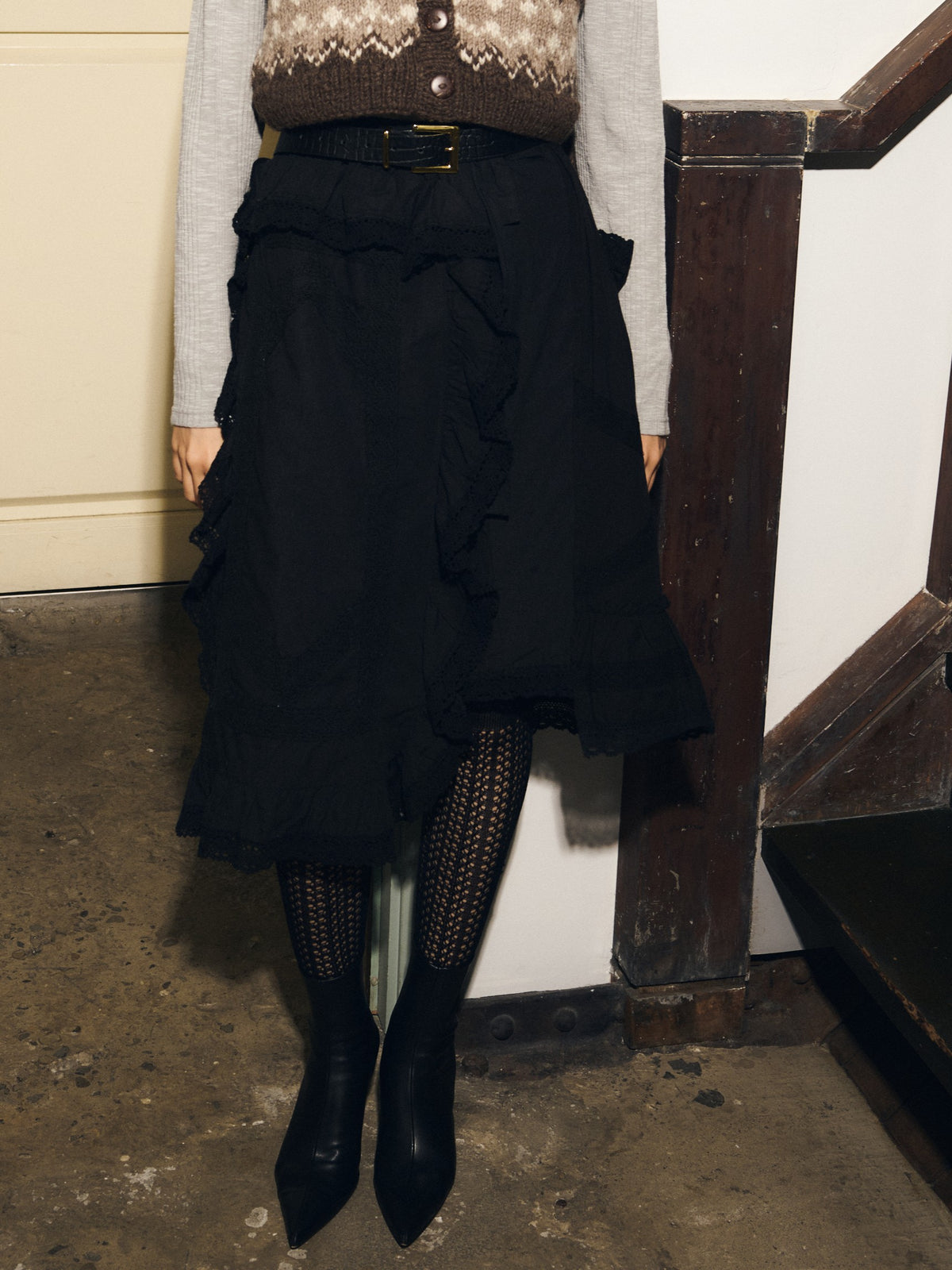 rebuild apron skirt|BLACK