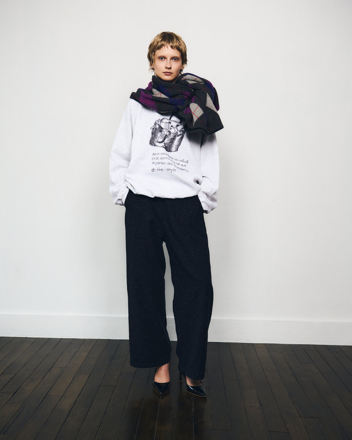 tweed stitch pants|NAVY