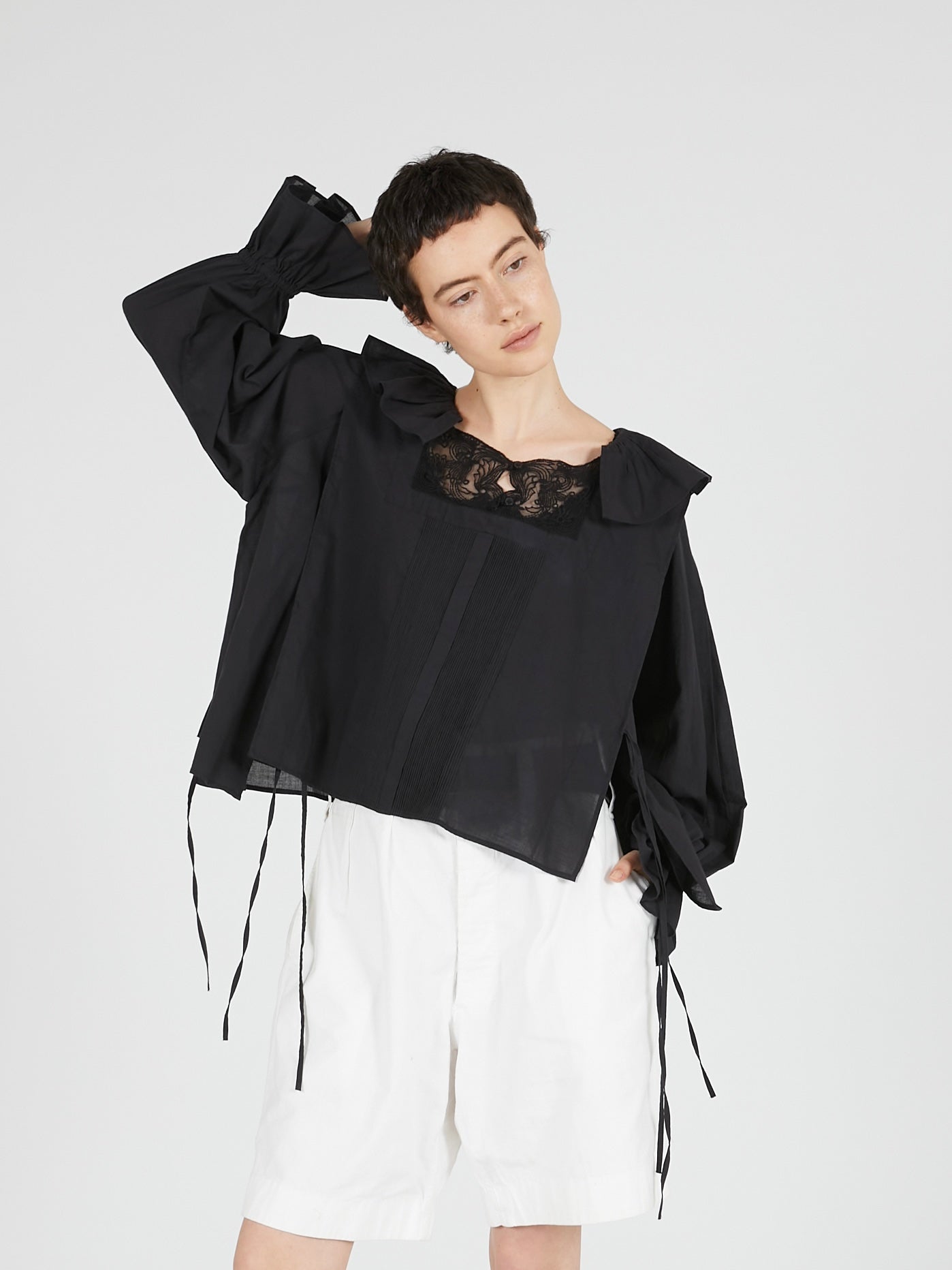 victorian collar blouse|BLACK