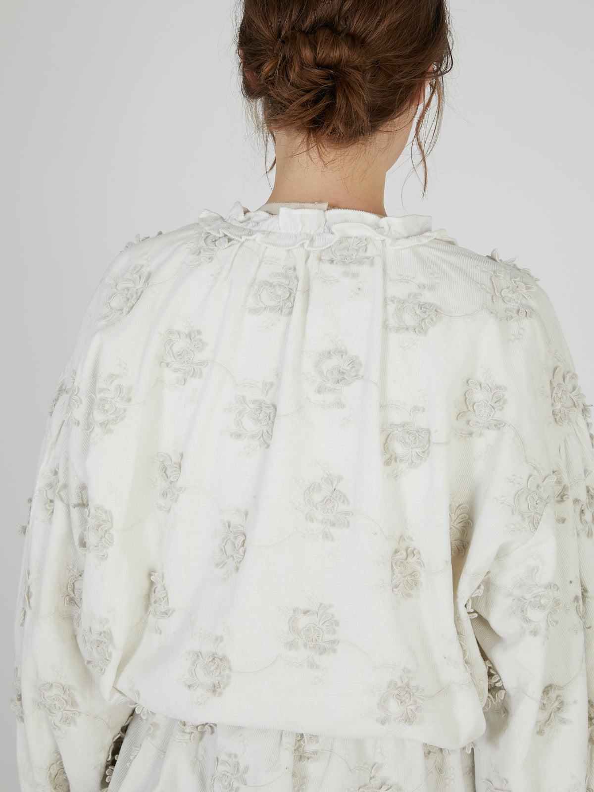 3D embroidery corduroy blouson|WHITE