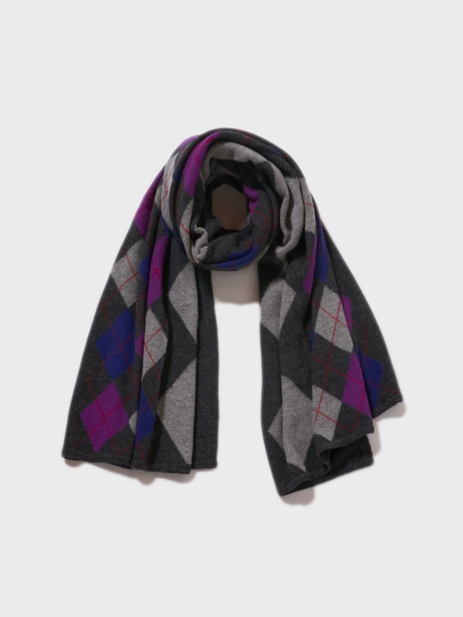 【griguri】argyle big stole|GRAY