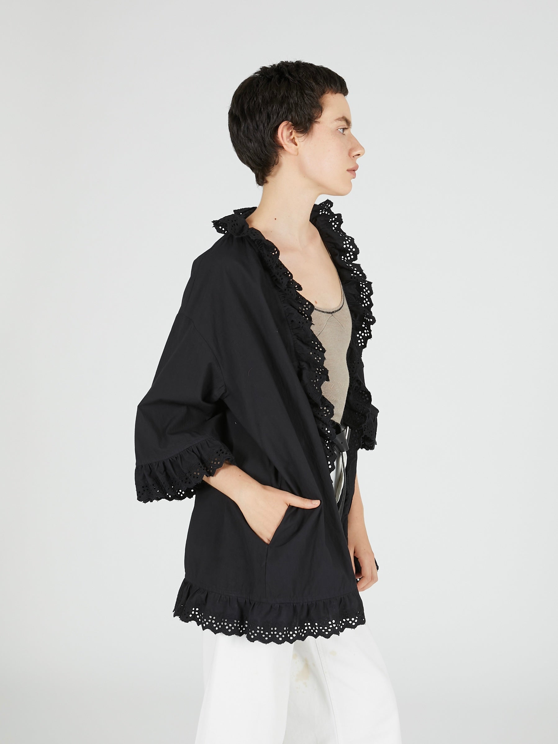 frill gawn blouse|BLACK