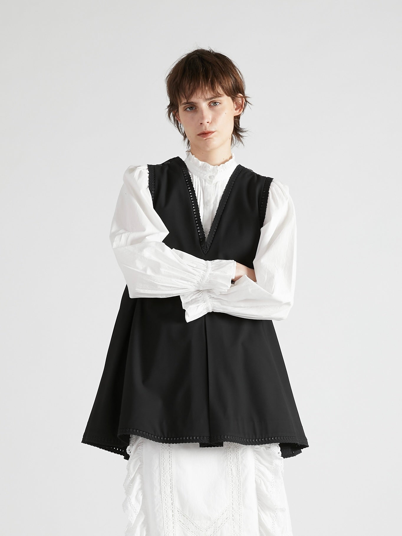 scallop tunic|BLACK