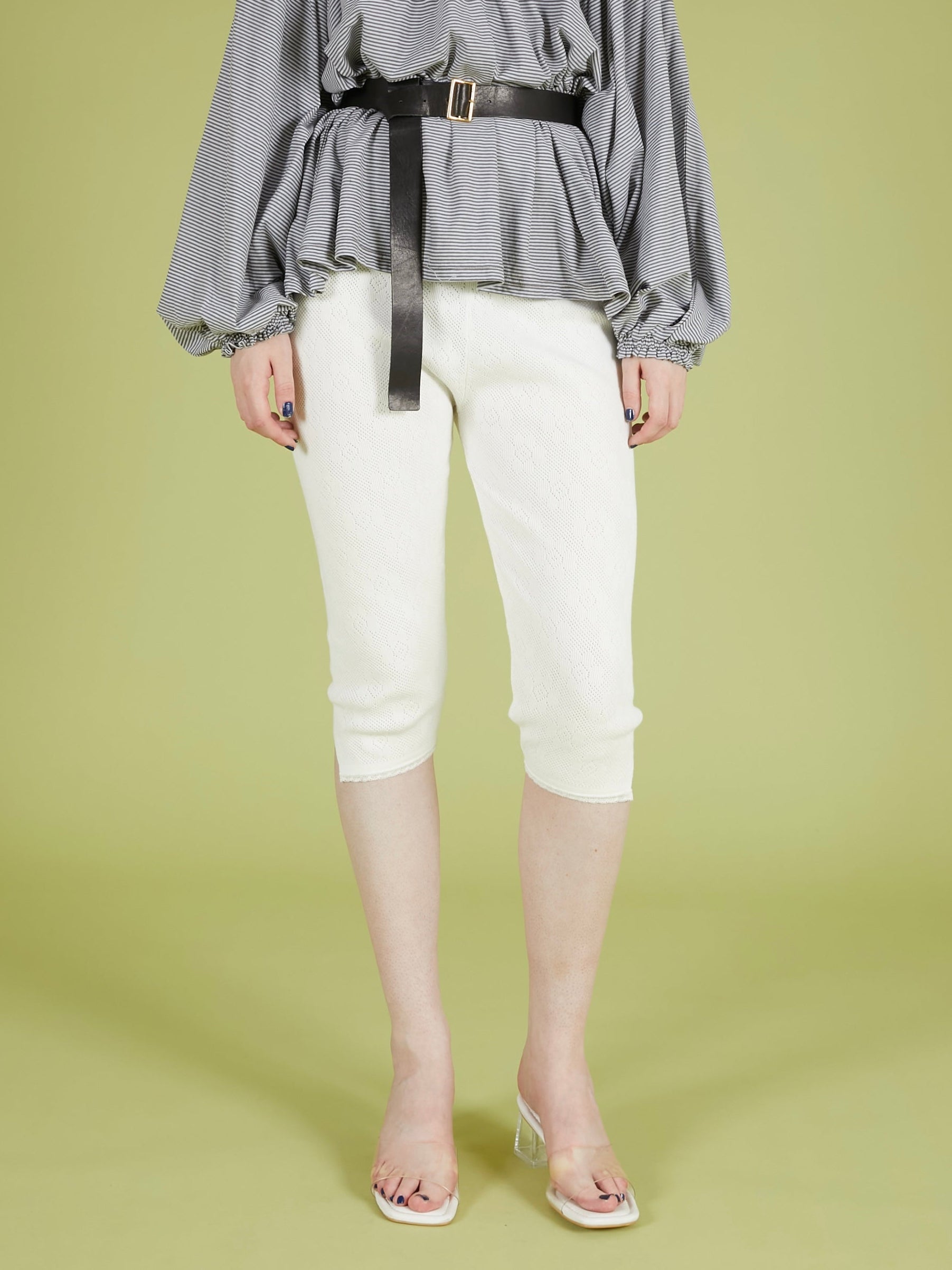 flower jacquard spats|WHITE