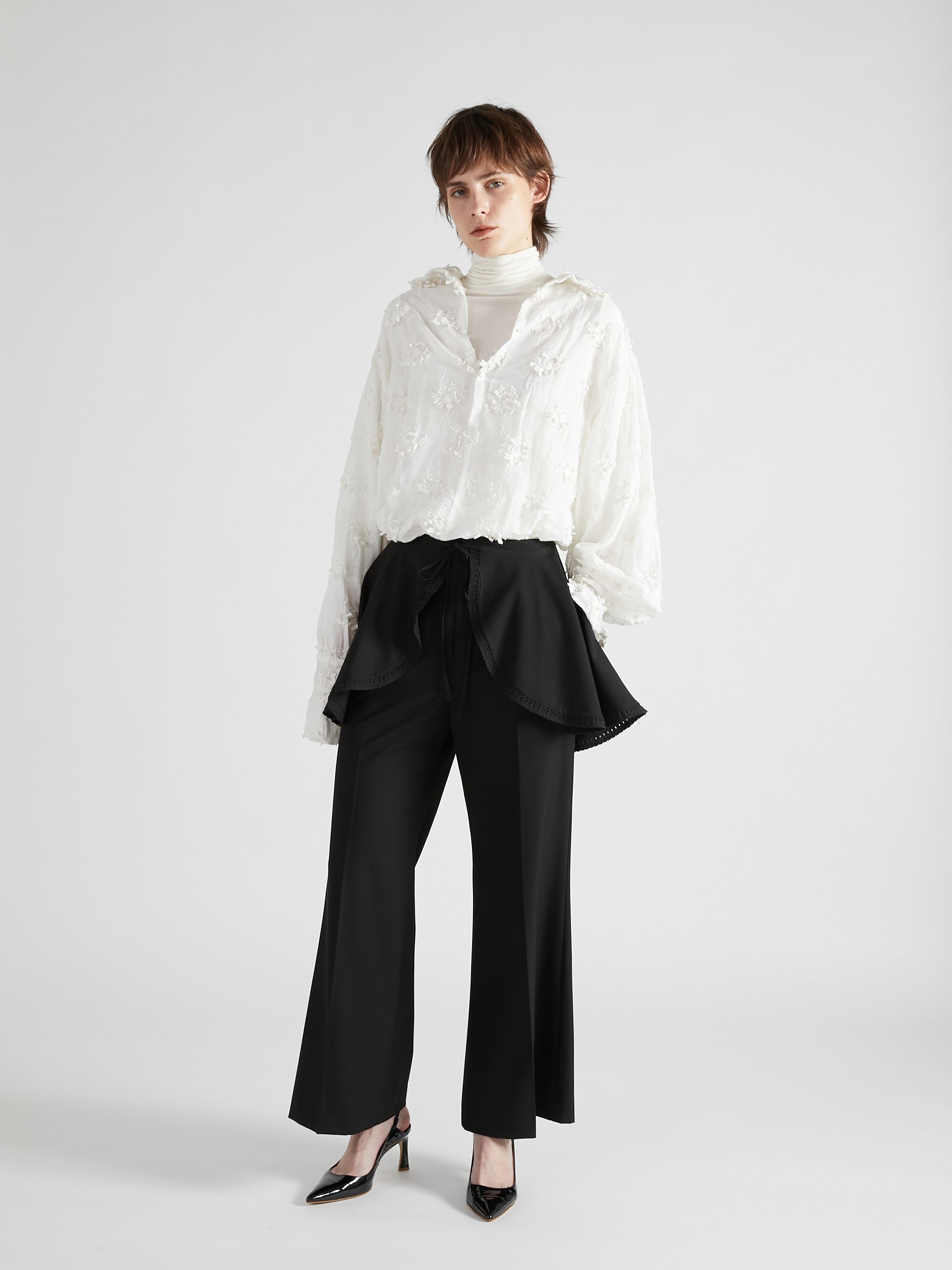 scallop cape set pants|BLACK