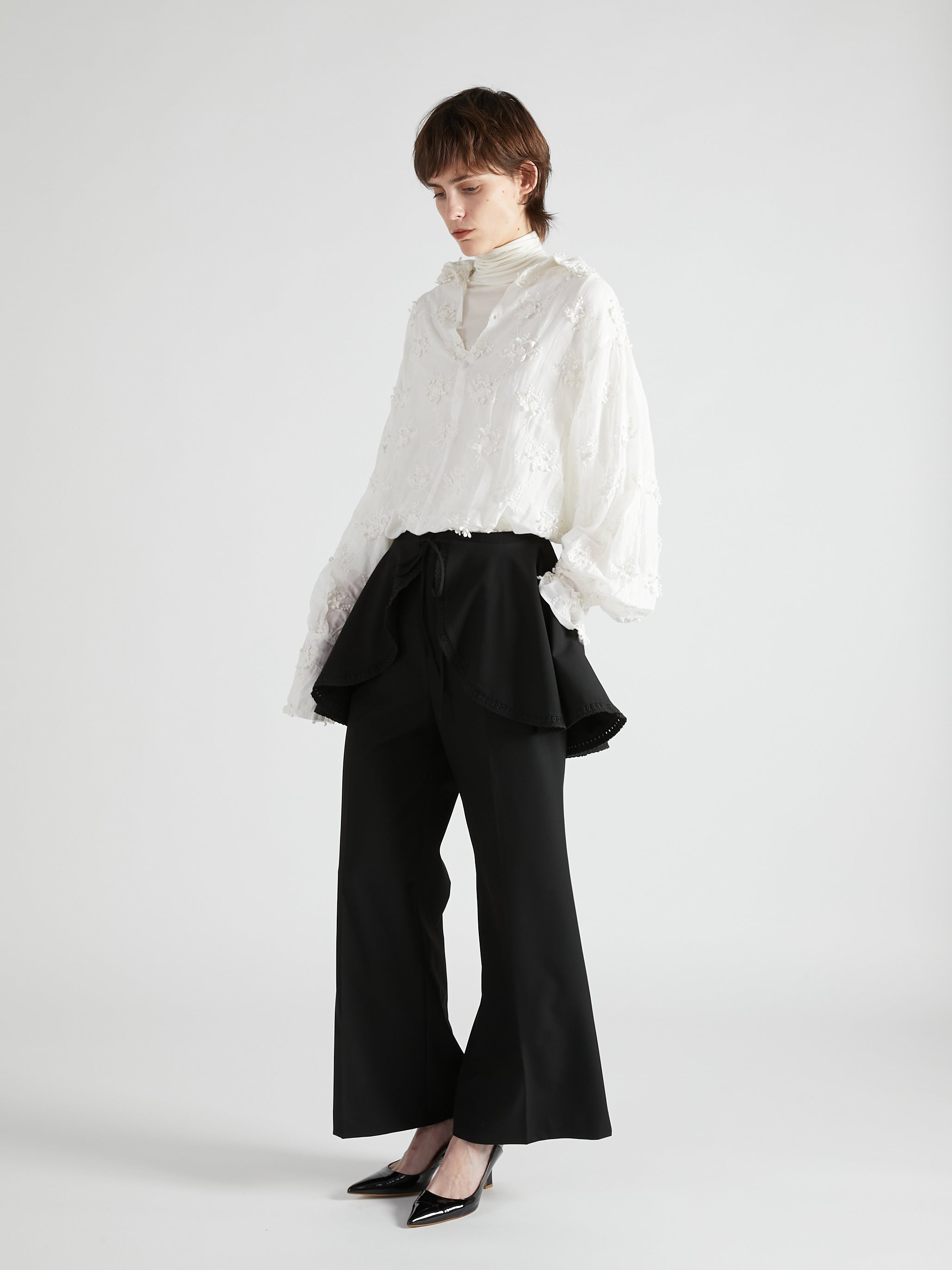 scallop cape set pants|BLACK