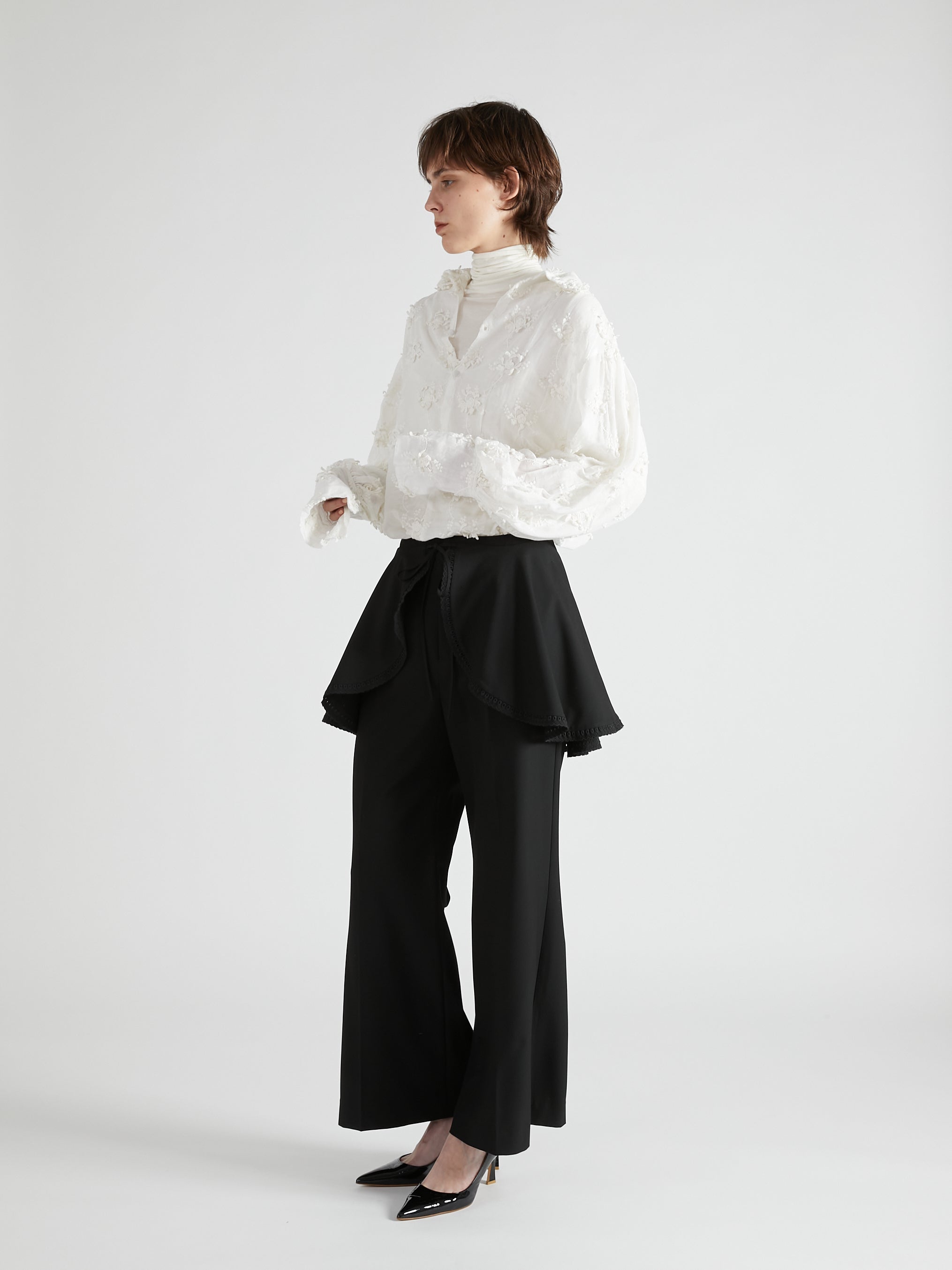 scallop cape set pants|BLACK