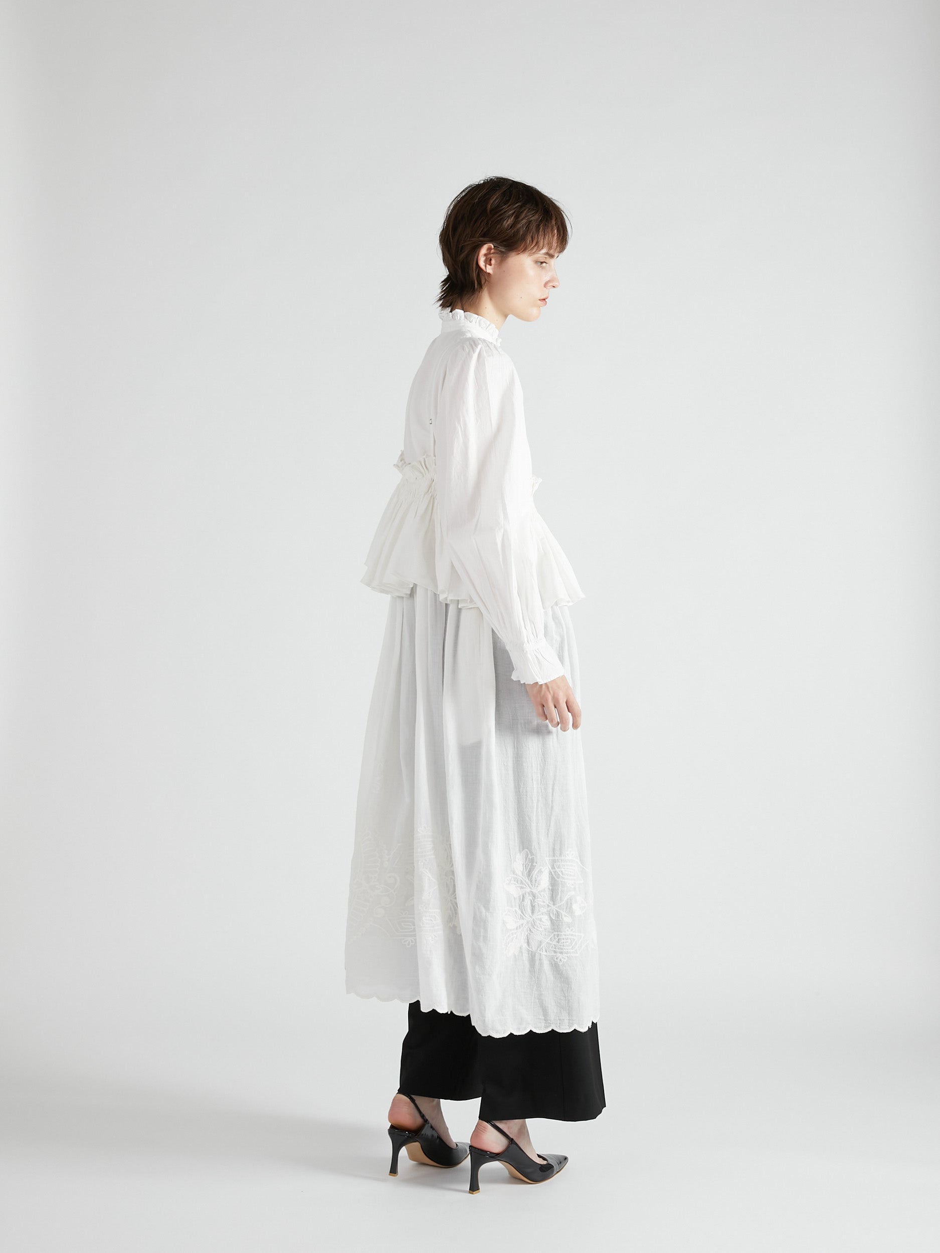 embroidery scallop cami dress|WHITE