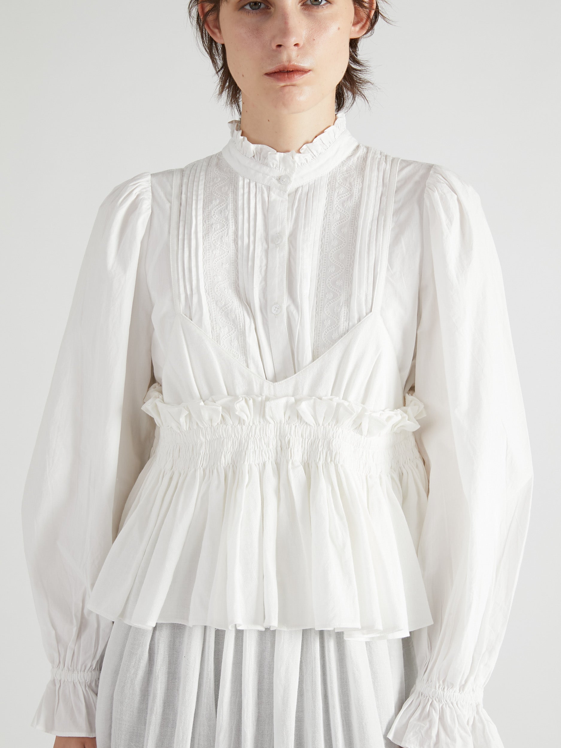 embroidery scallop cami dress|WHITE