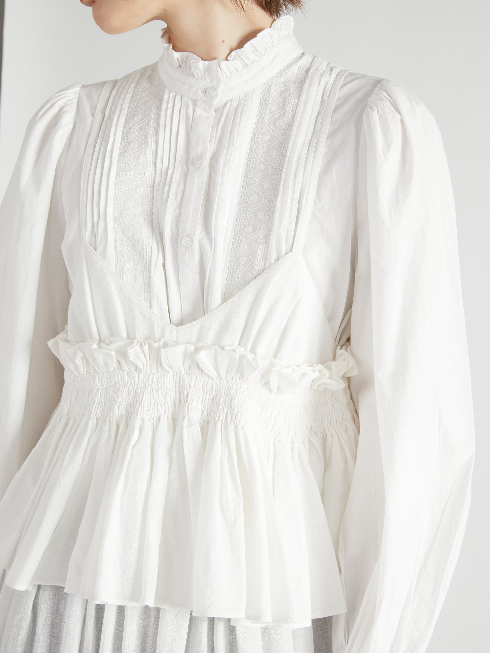 embroidery scallop cami dress|WHITE