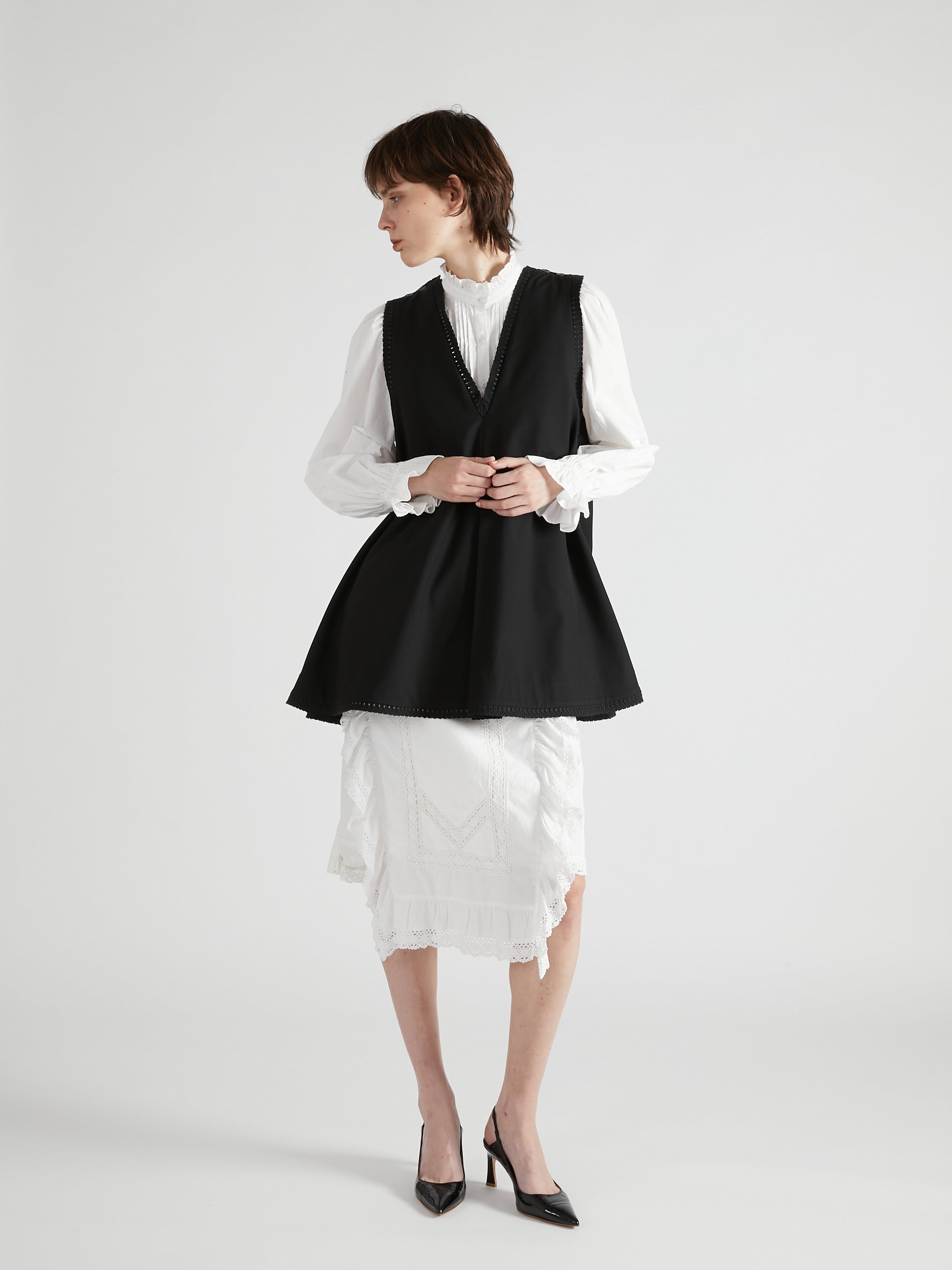 scallop tunic|BLACK