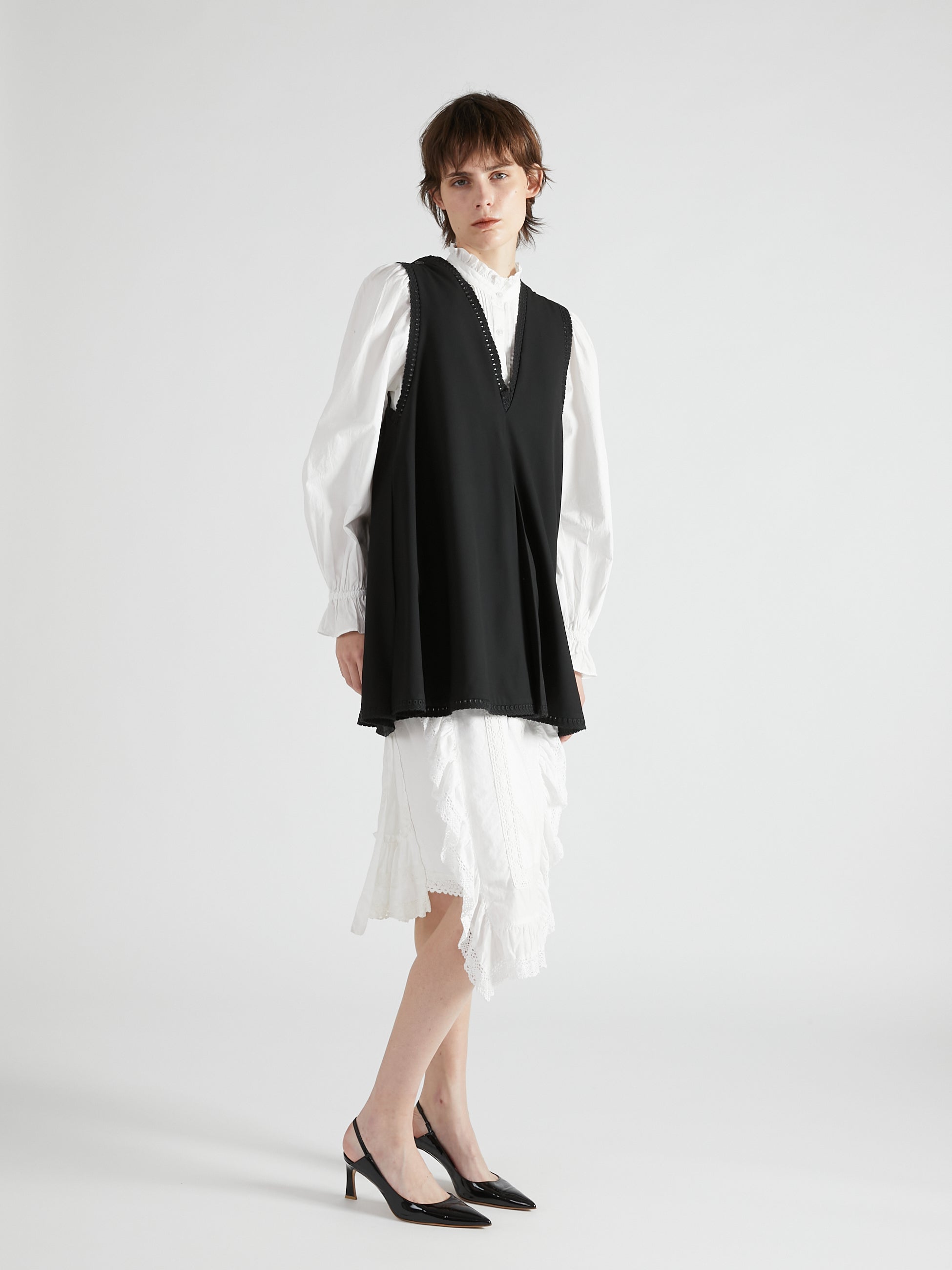 scallop tunic|BLACK