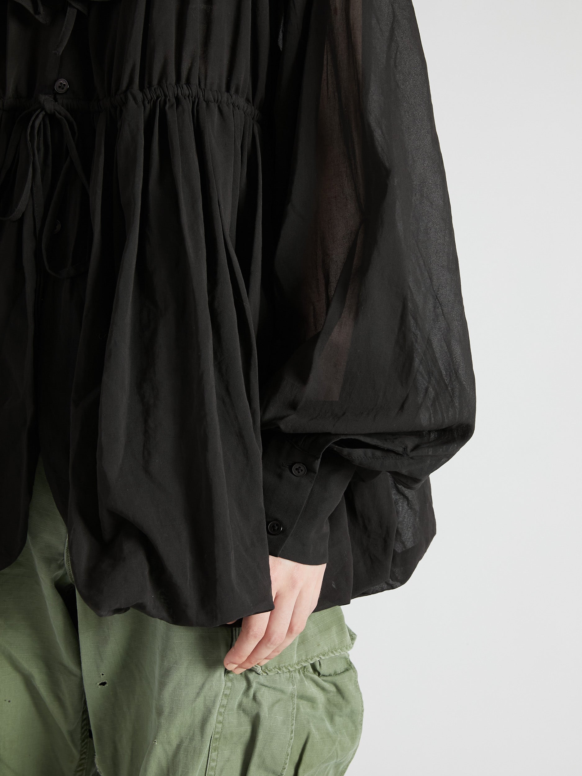 frill balloon blouse|BLACK