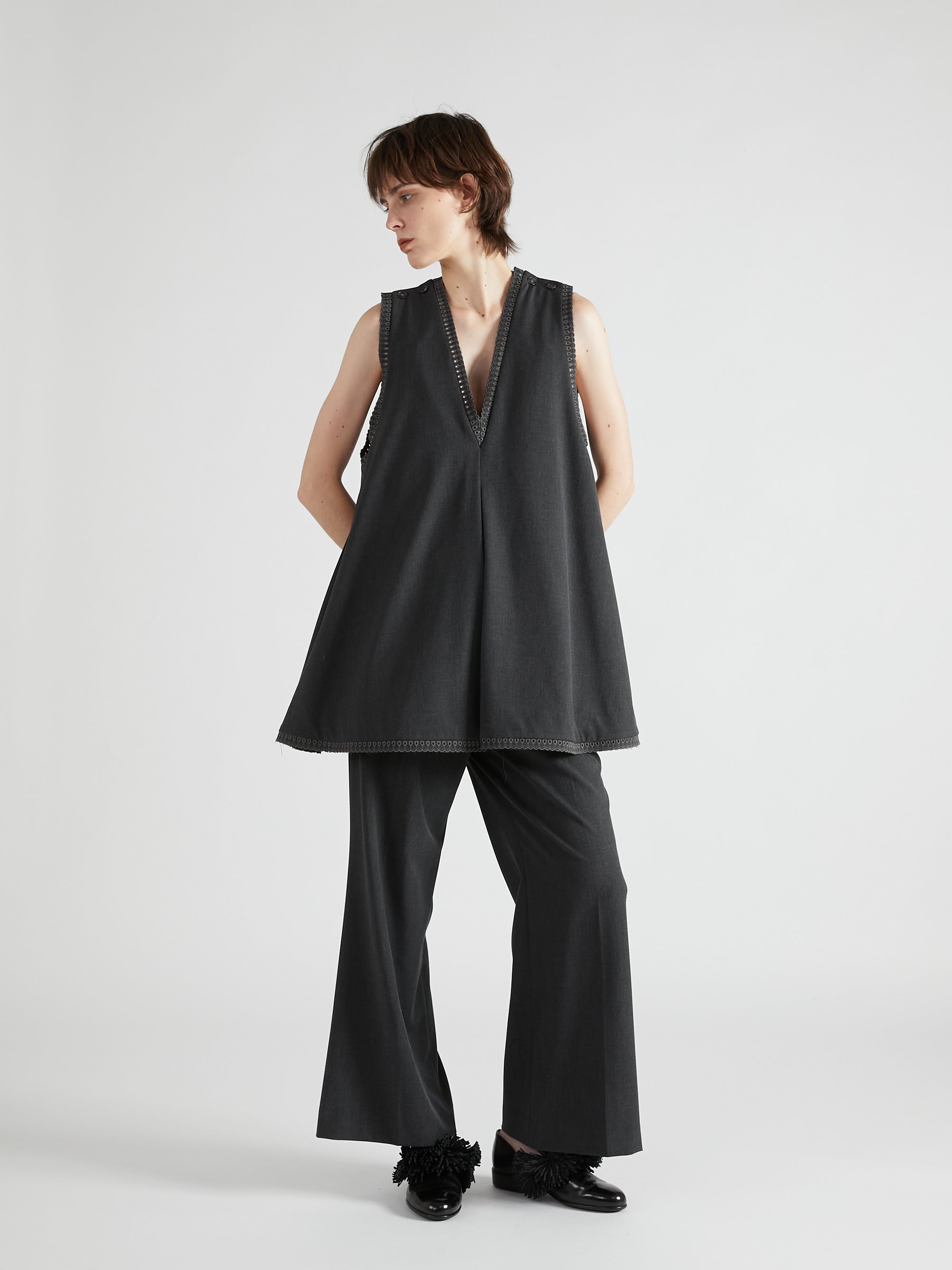 scallop tunic|BLACK