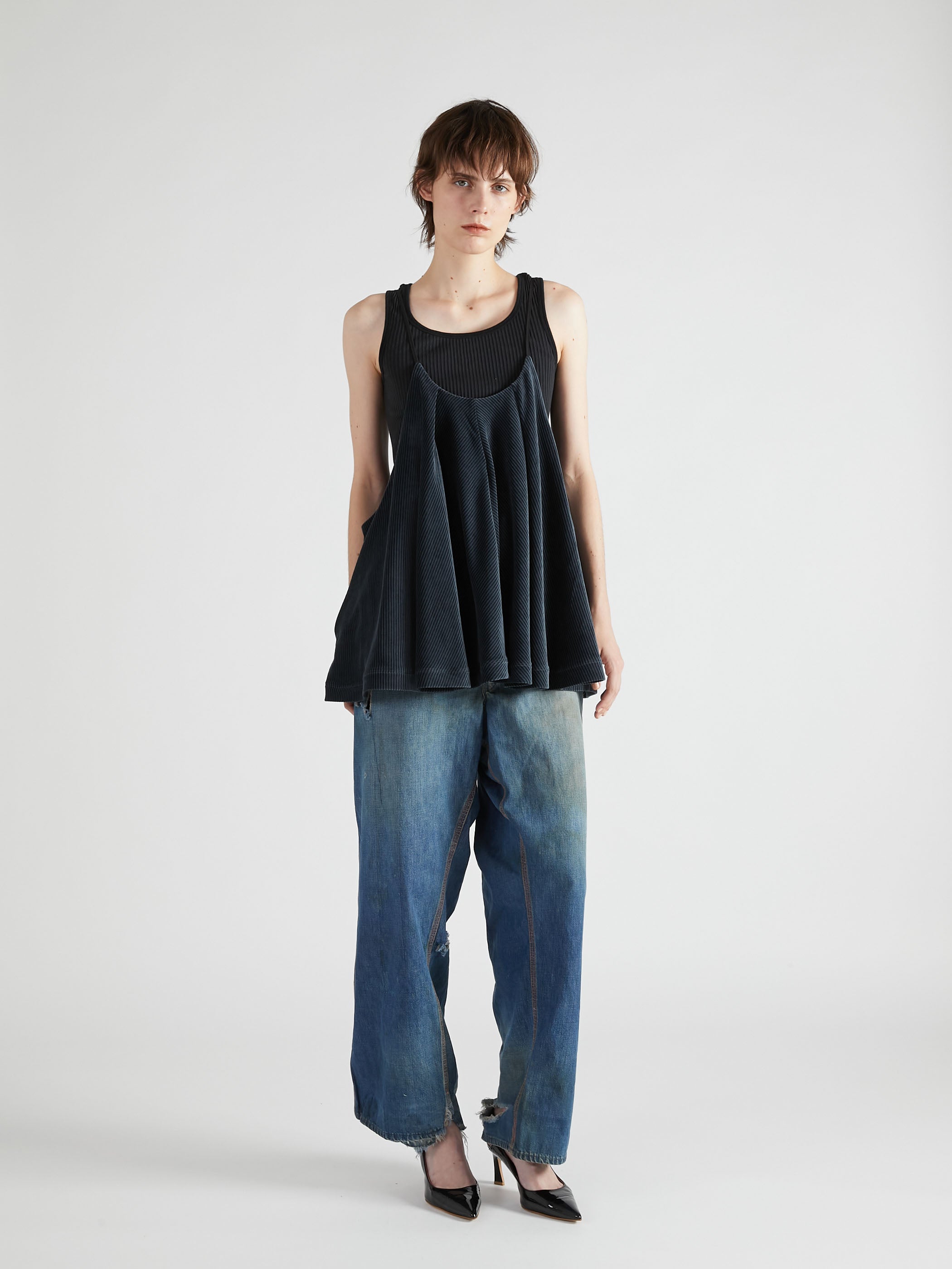 velvet border camisole|BLACK