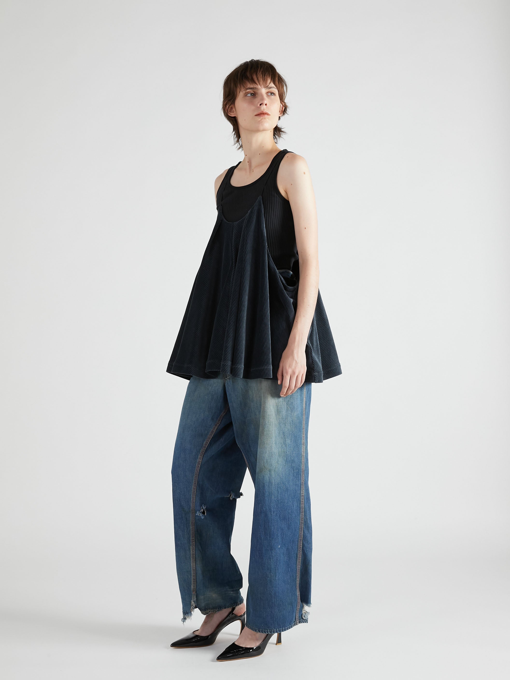 velvet border camisole|BLACK