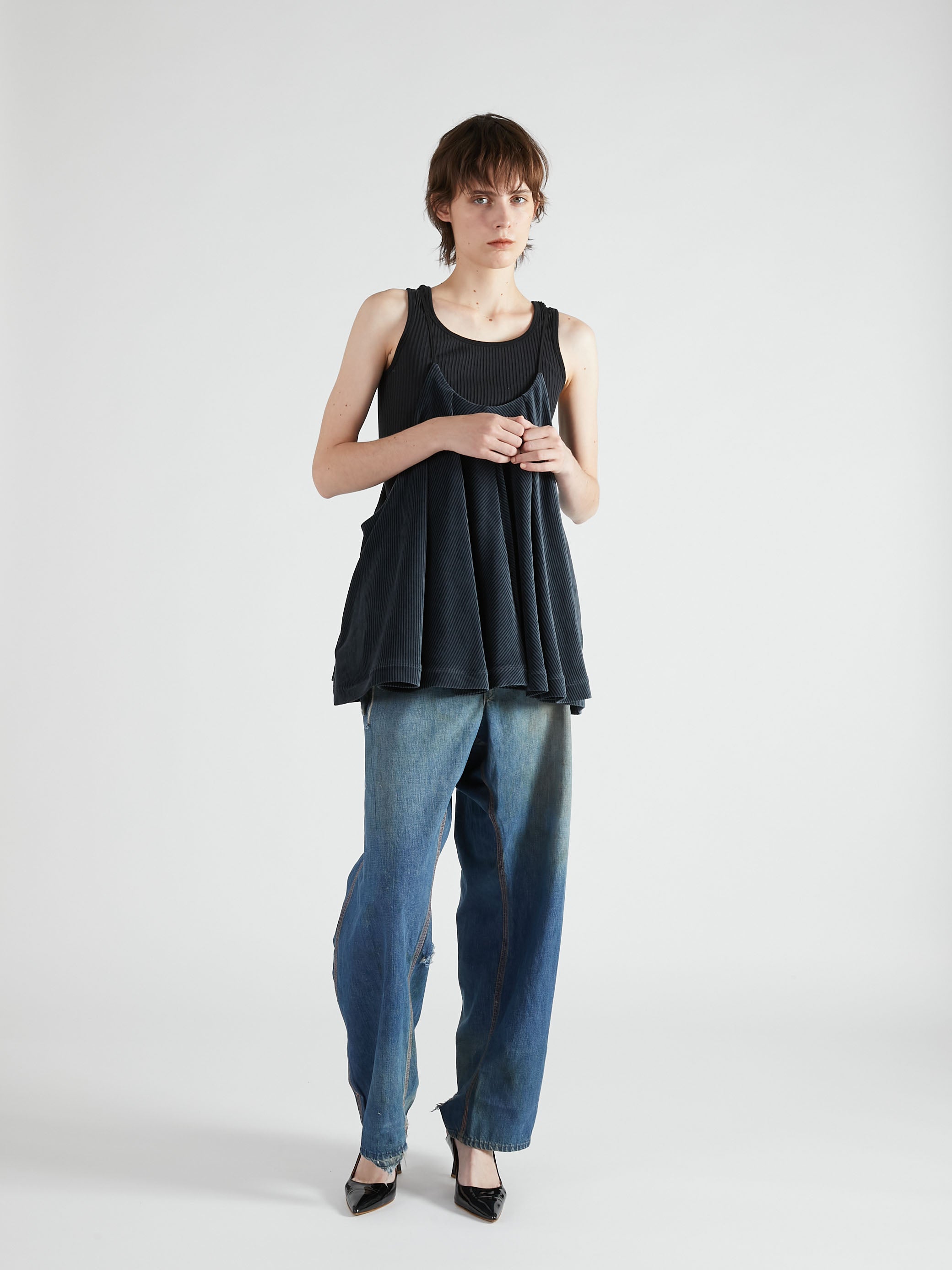 velvet border camisole|BLACK