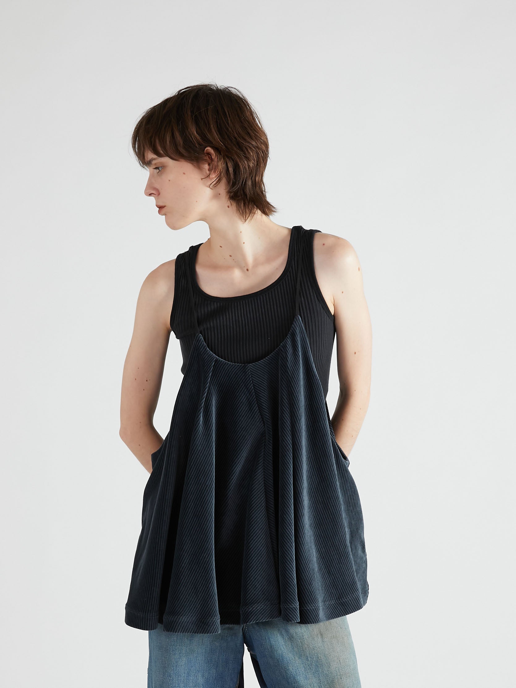 velvet border camisole|BLACK